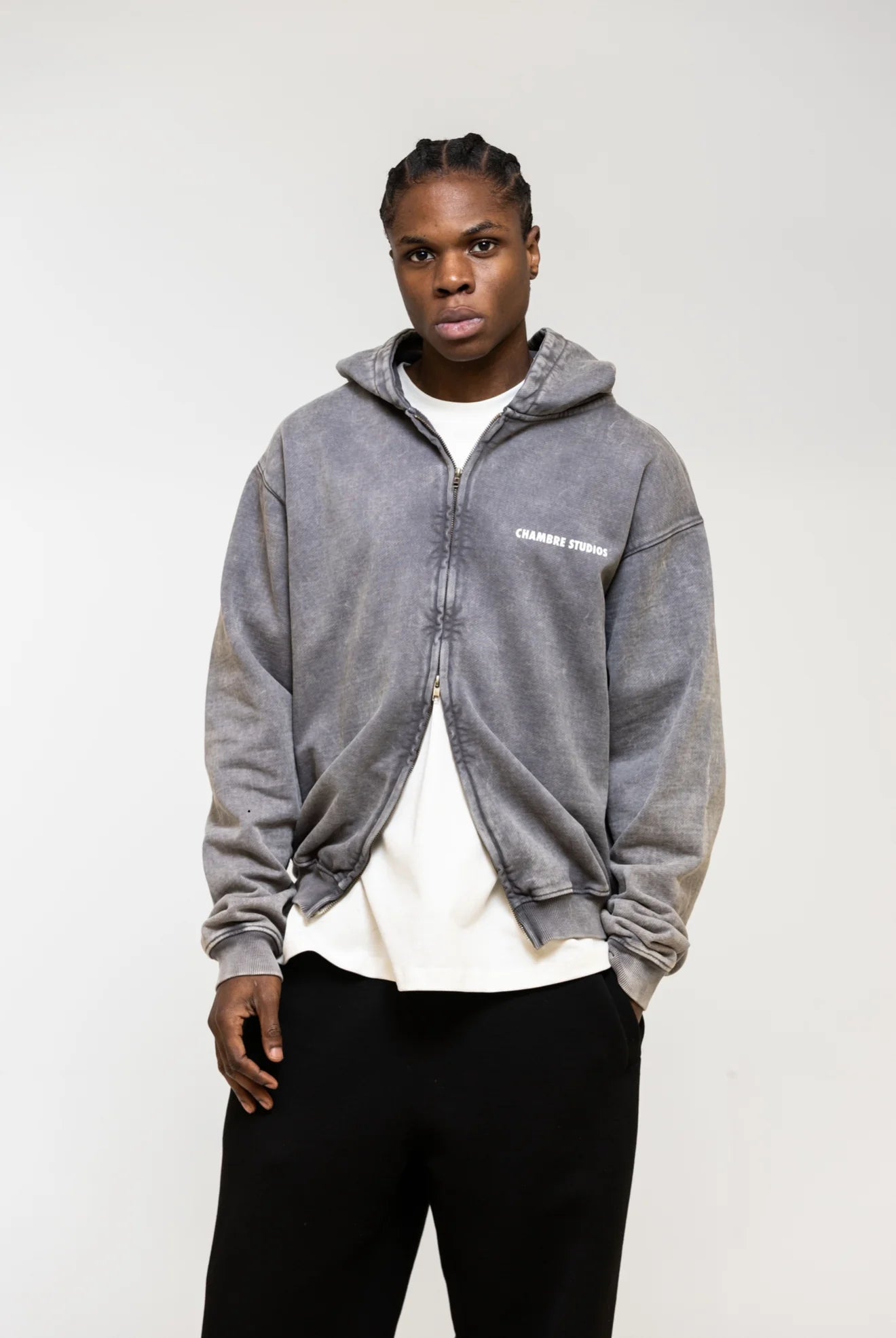 Chambre Studios Logo Zip Acid Grey