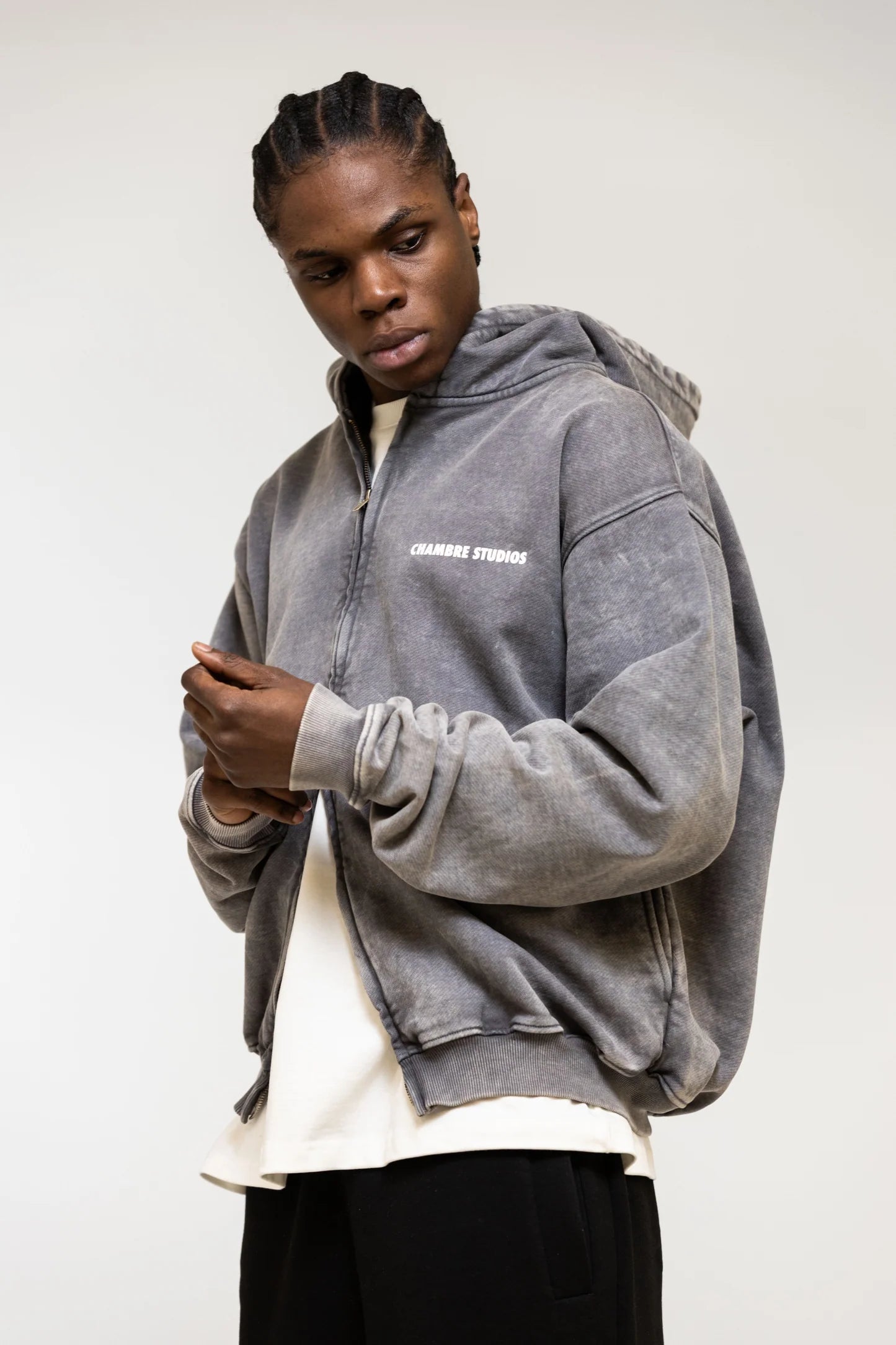 Chambre Studios Logo Zip Acid Grey