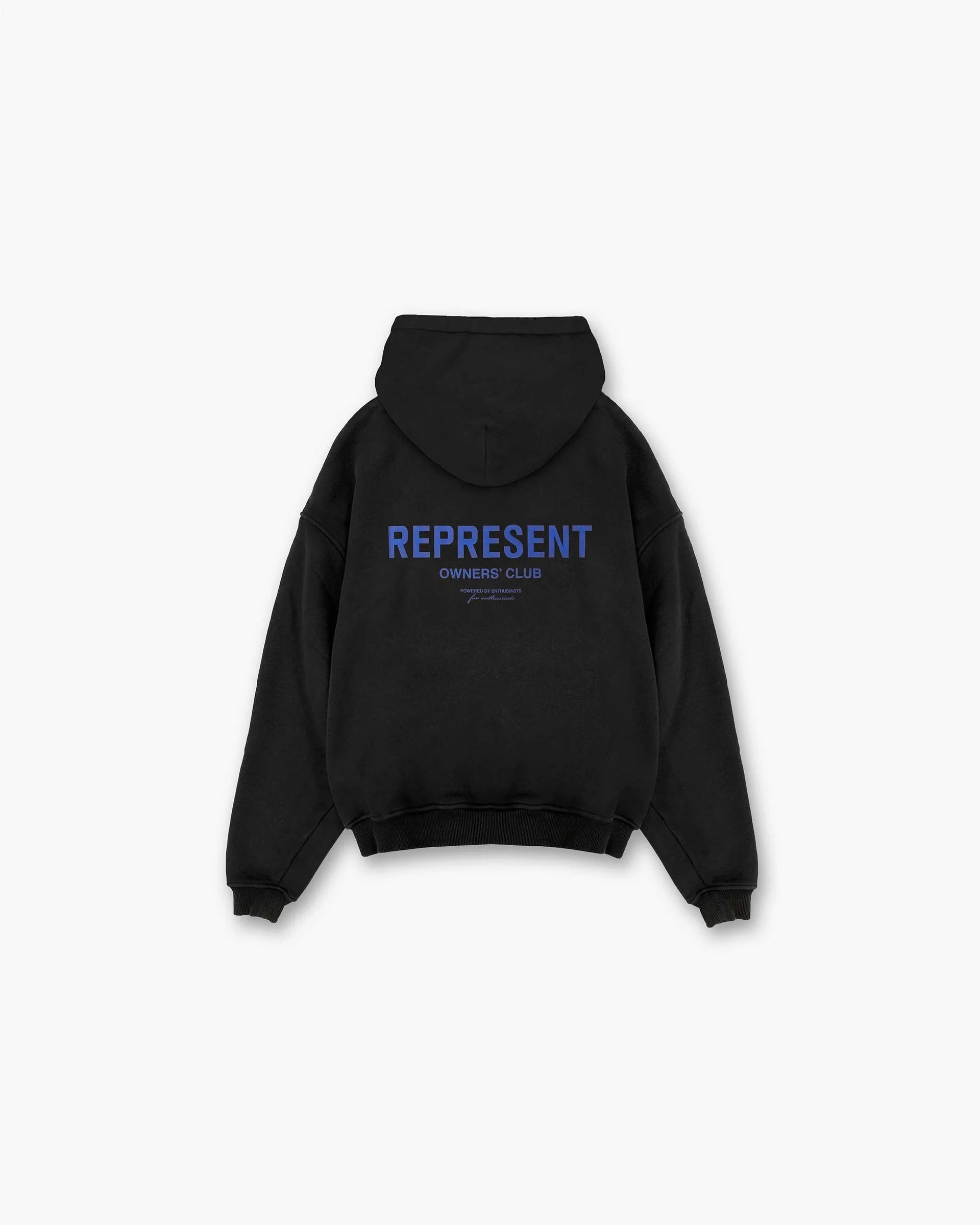 Black hoodie with blue writing hotsell