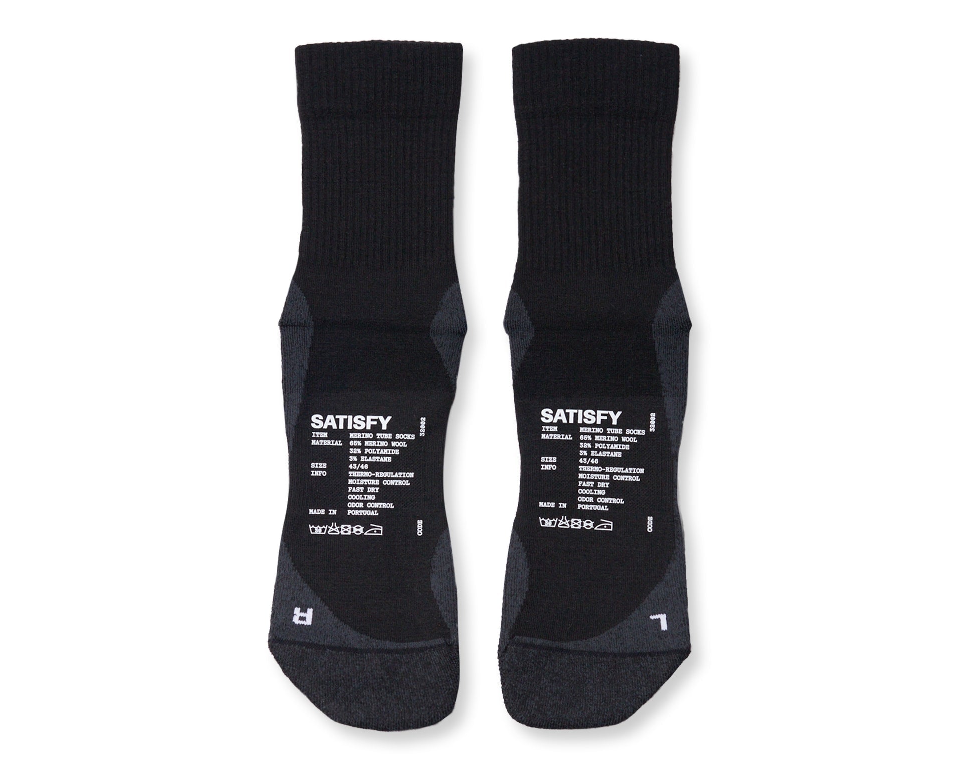 Satisfy Merino Nylon Tube Socks - Black