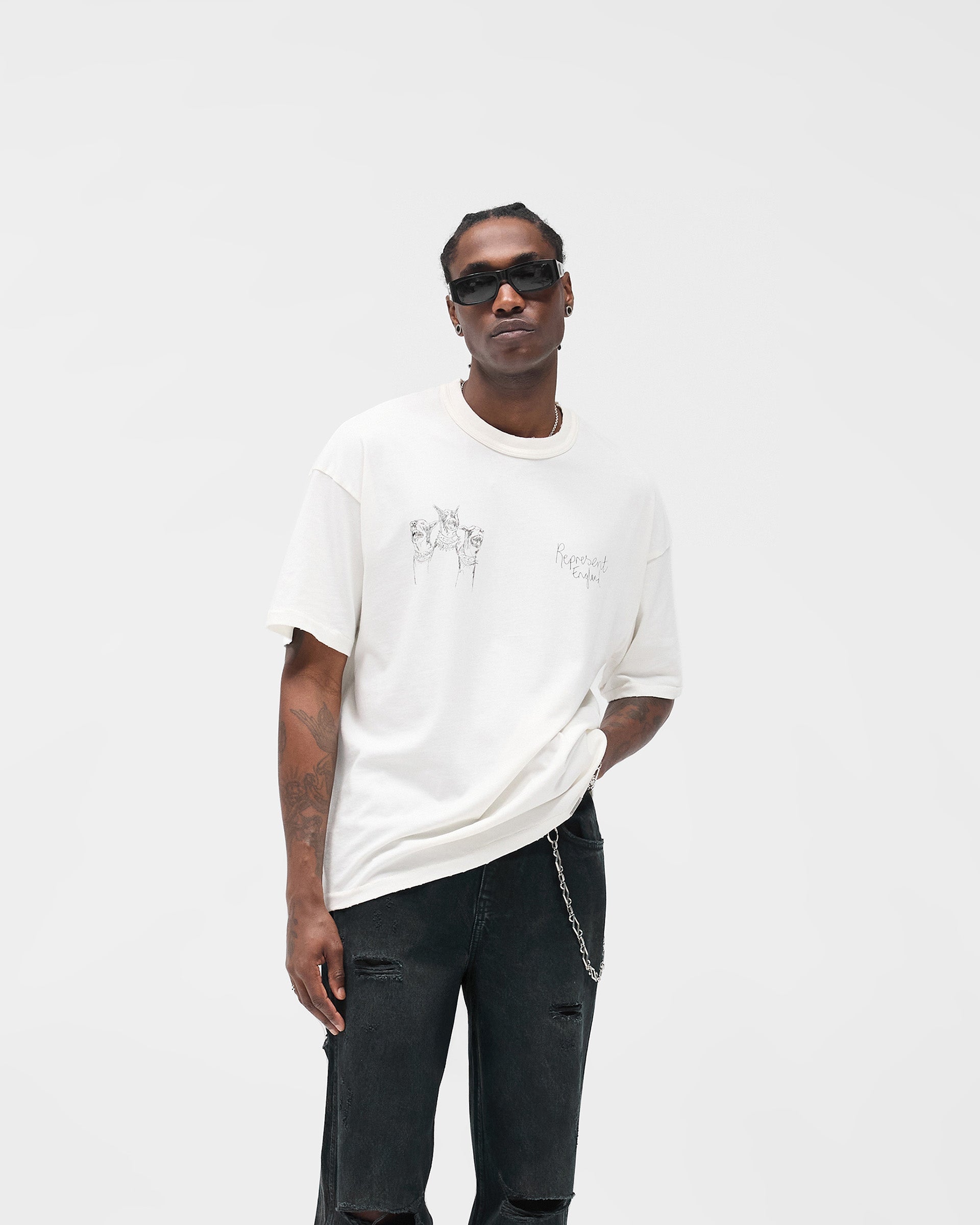 Represent Hand Drawn Thoroughbred  T-Shirt Flat White