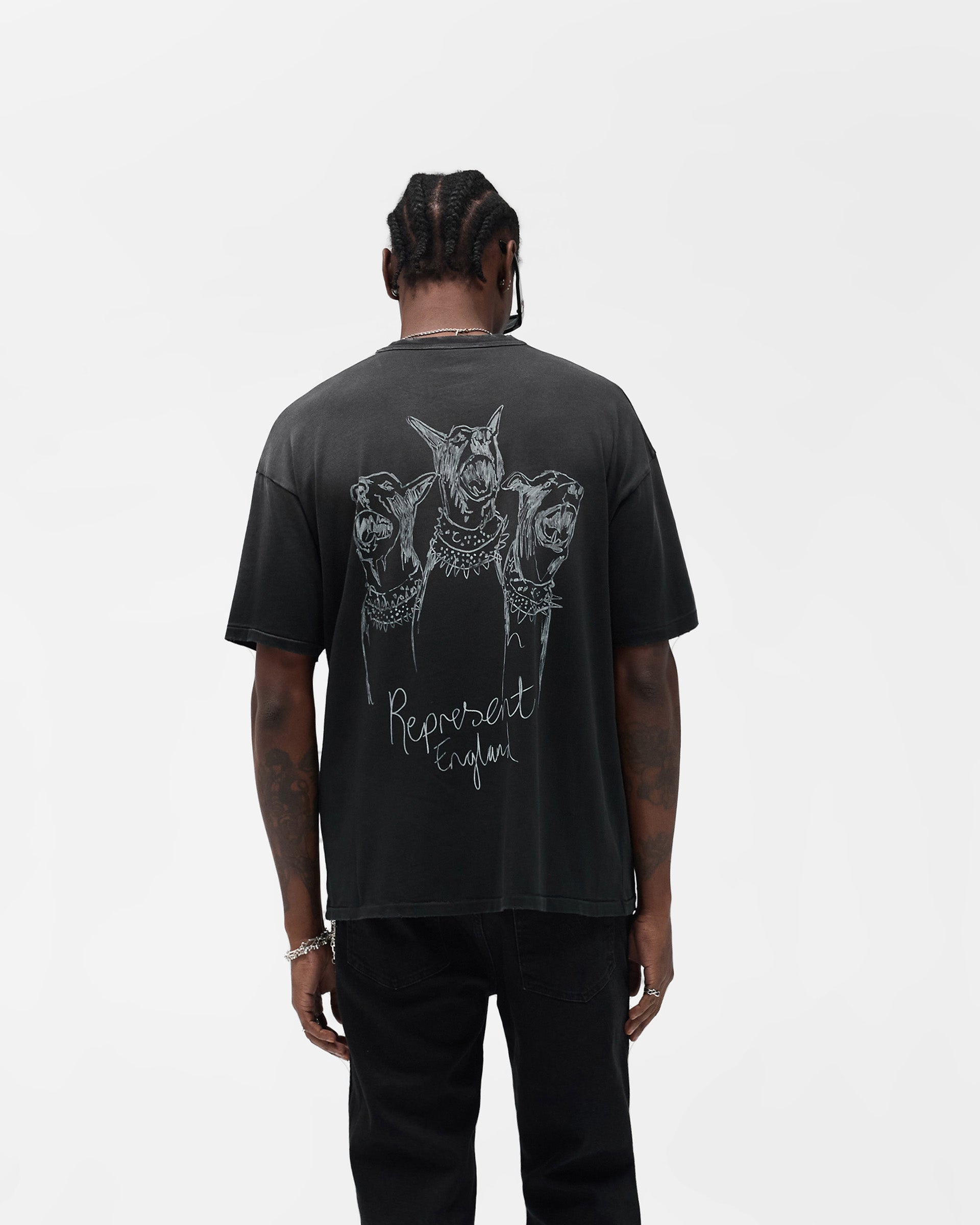 Represent Hand Drawn Thoroughbred T-Shirt Aged Black