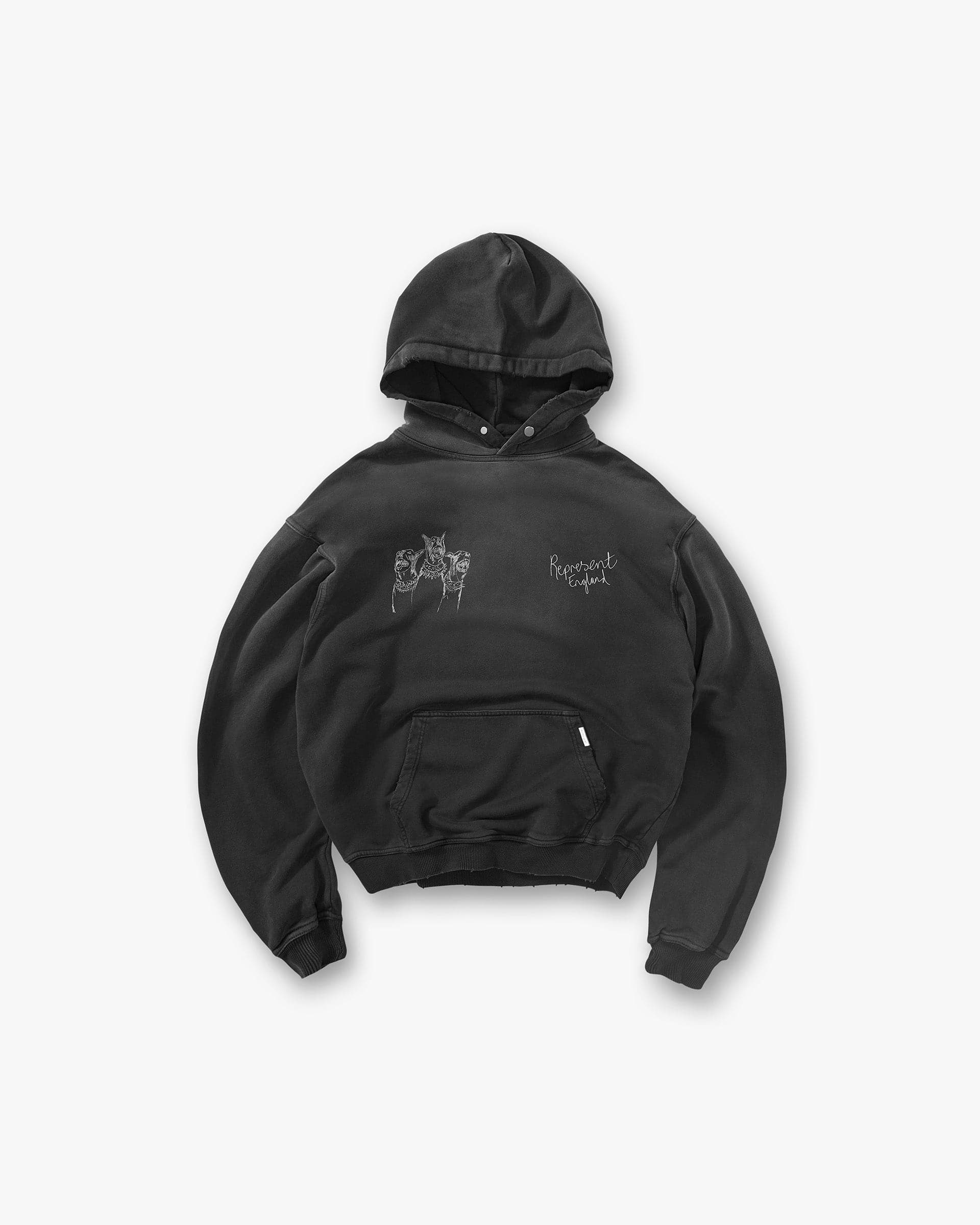 Represent Hand Drawn Thoroughbred Hoodie Aged Black