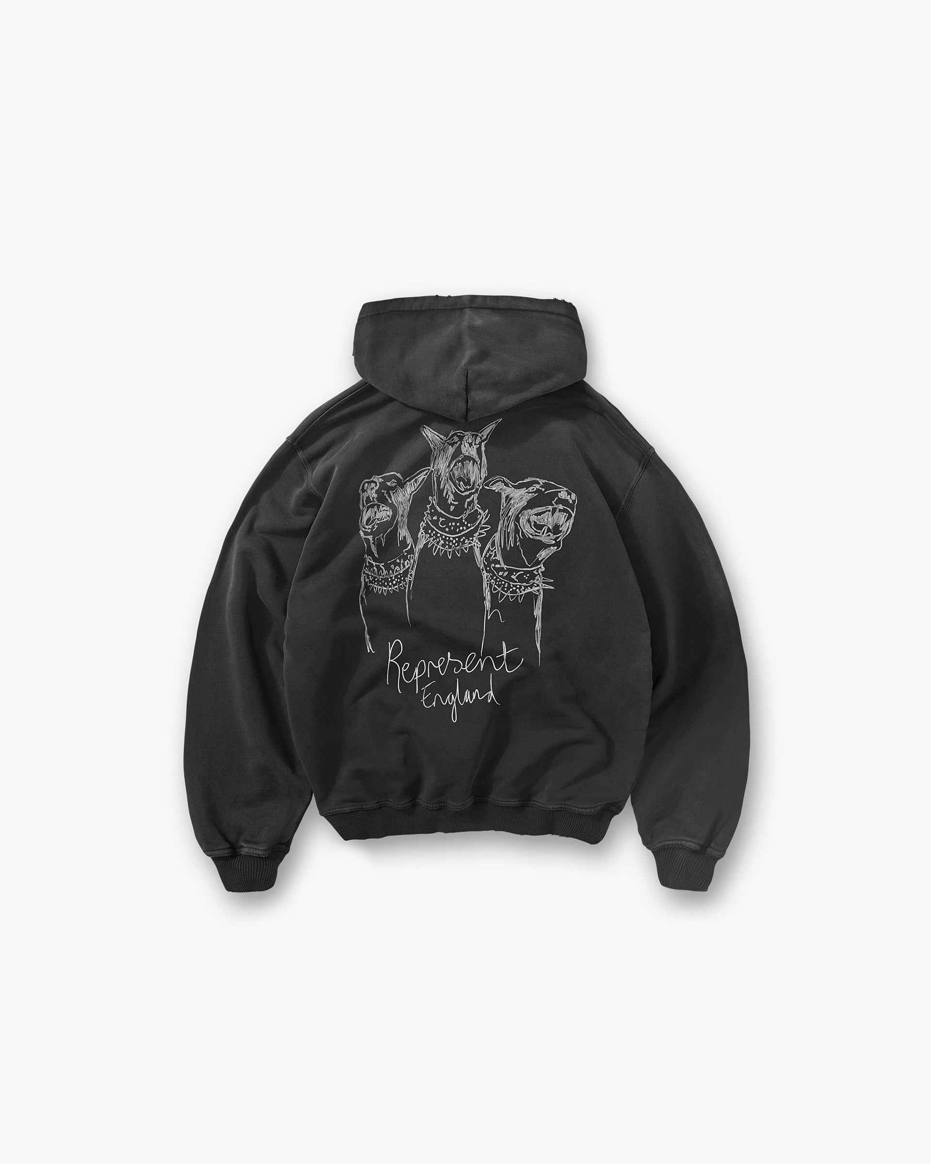 Represent Hand Drawn Thoroughbred Hoodie Aged Black