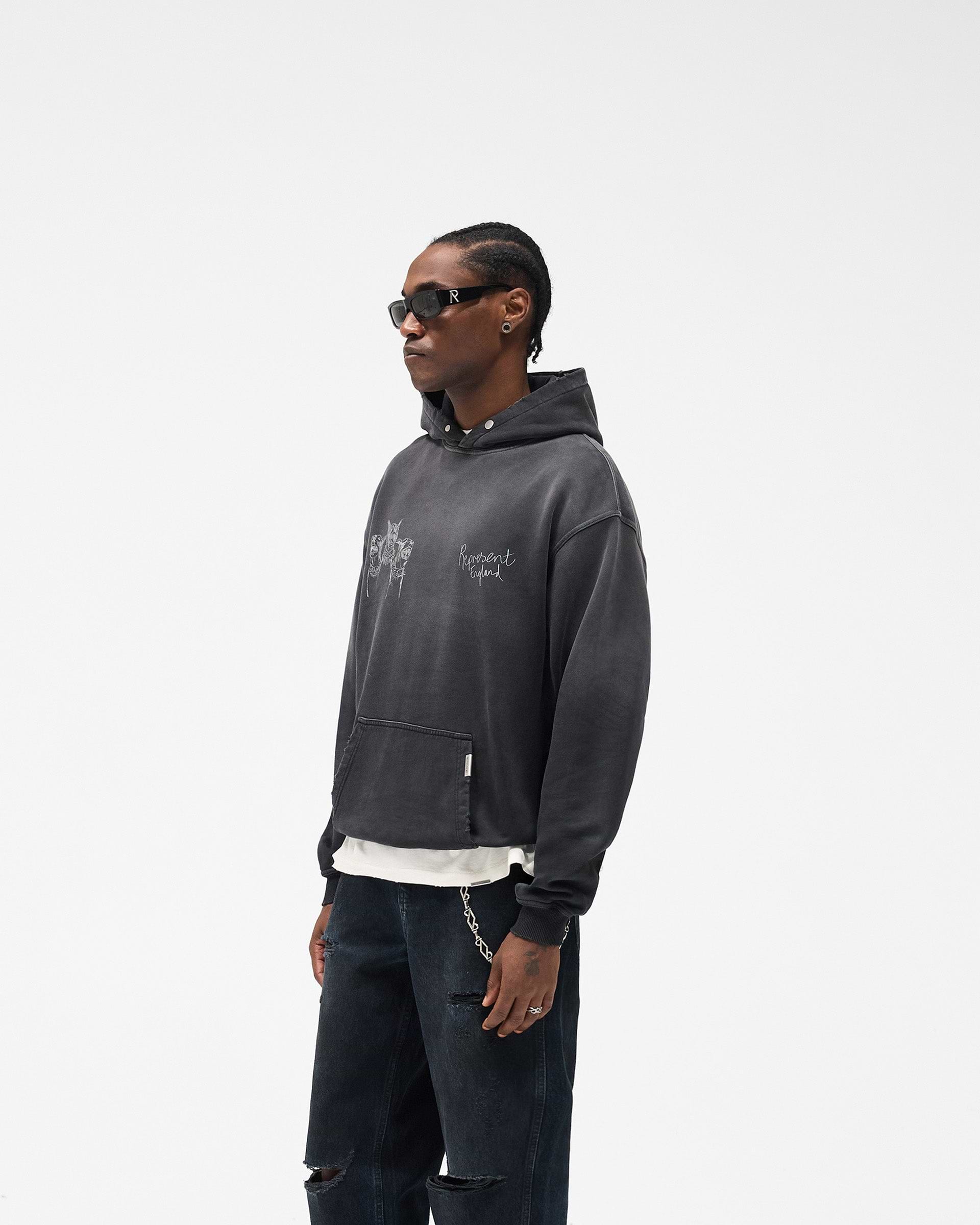 Represent Hand Drawn Thoroughbred Hoodie Aged Black