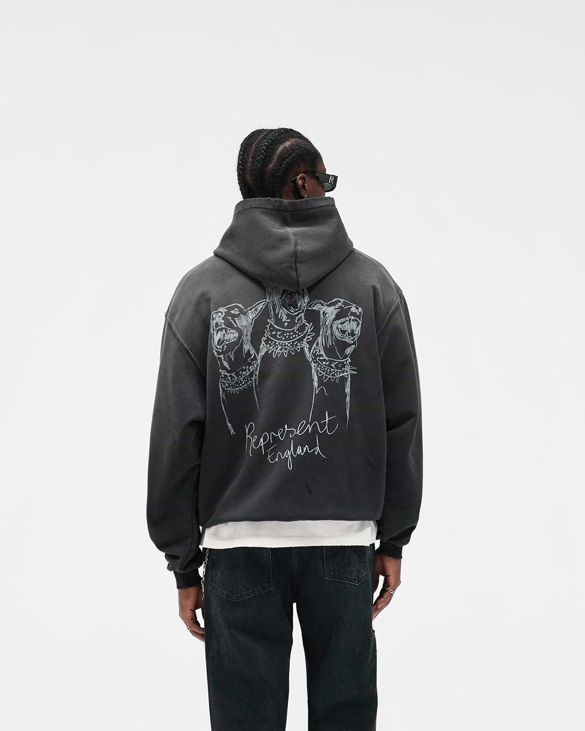 Represent Hand Drawn Thoroughbred Hoodie Aged Black