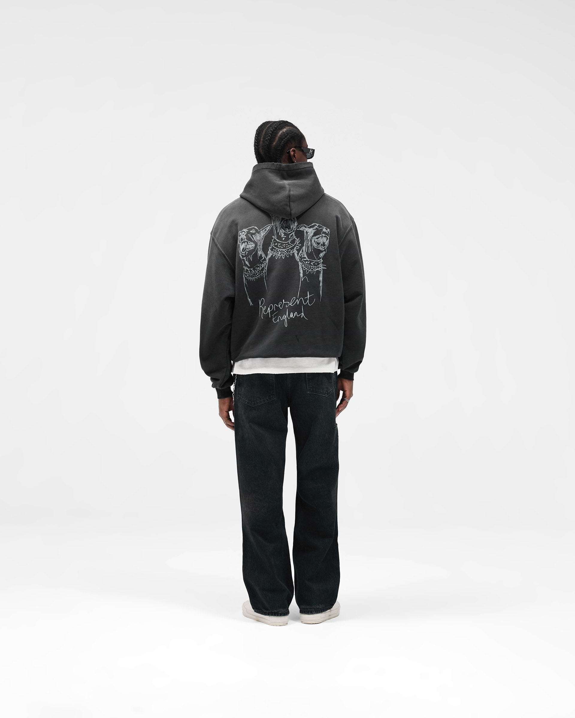 Represent Hand Drawn Thoroughbred Hoodie Aged Black