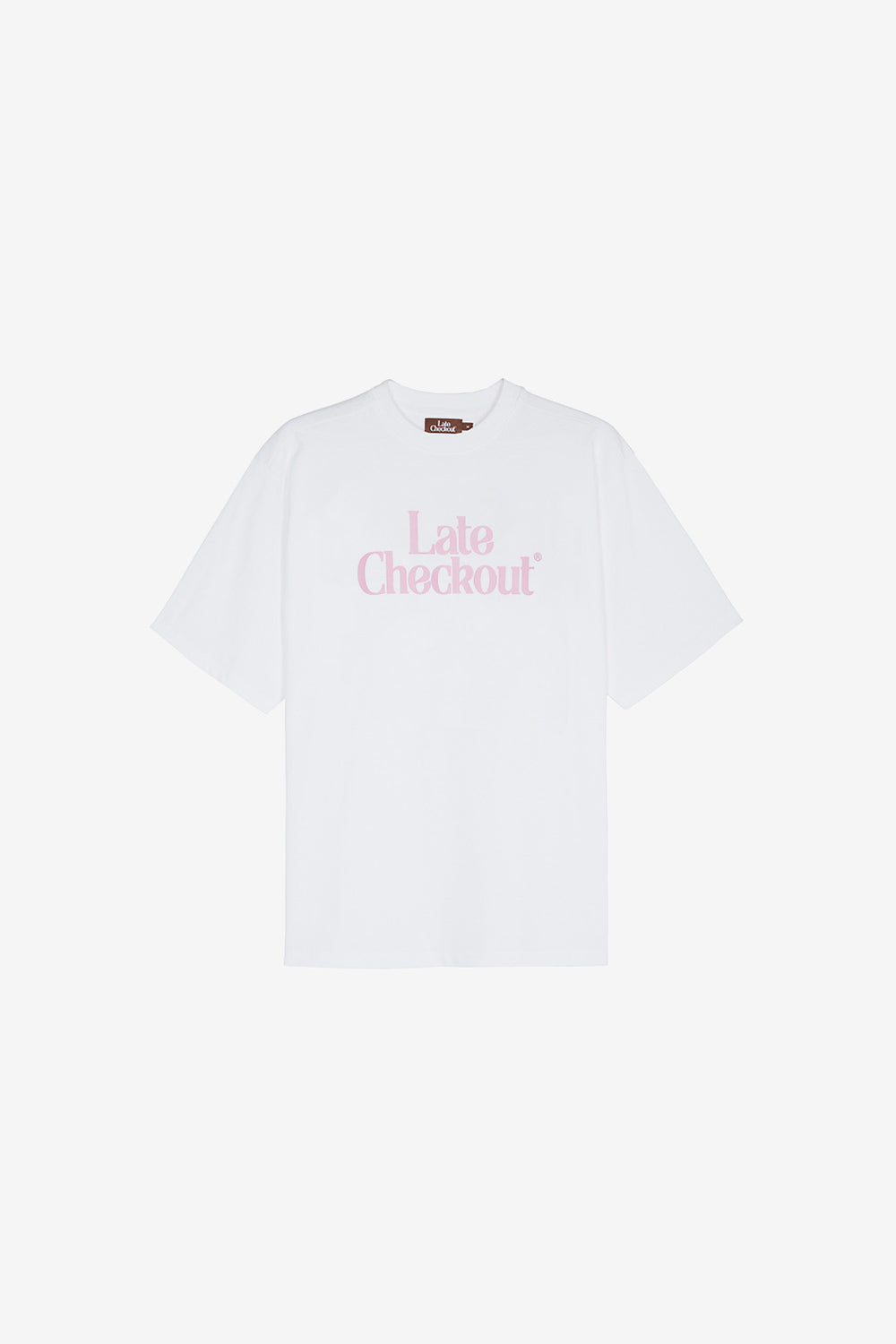 Late Checkout White Pink Logo Tee