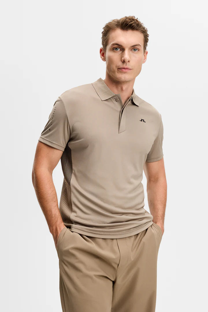 J Lindeberg Neri Hybrid Knit Polo Shirt Brindle