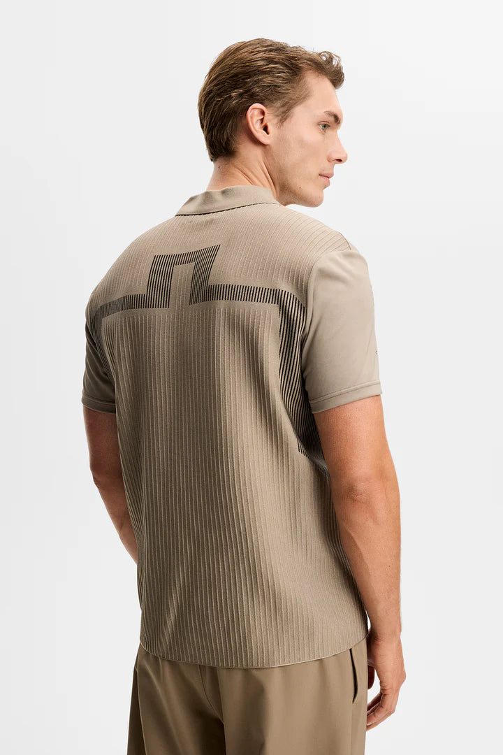 J Lindeberg Neri Hybrid Knit Polo Shirt Brindle