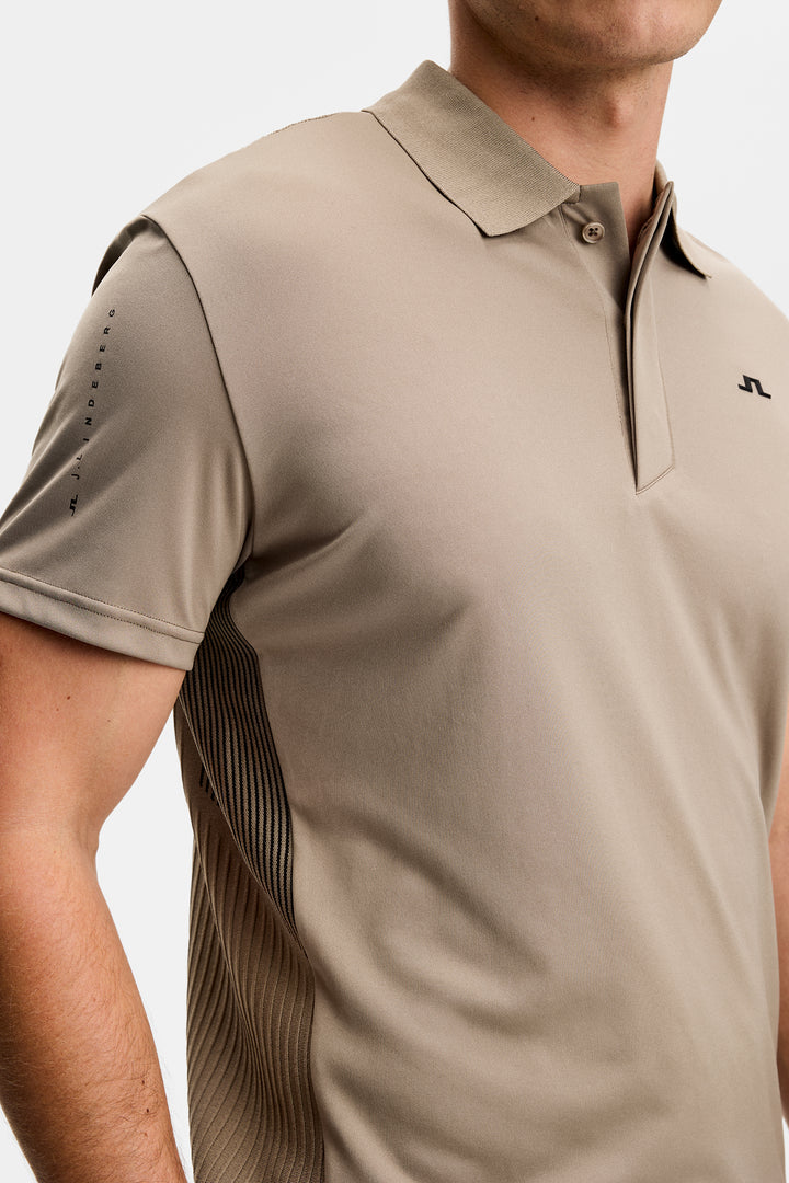J Lindeberg Neri Hybrid Knit Polo Shirt Brindle