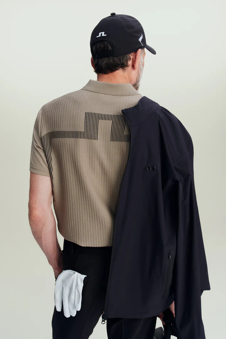 J Lindeberg Neri Hybrid Knit Polo Shirt Brindle
