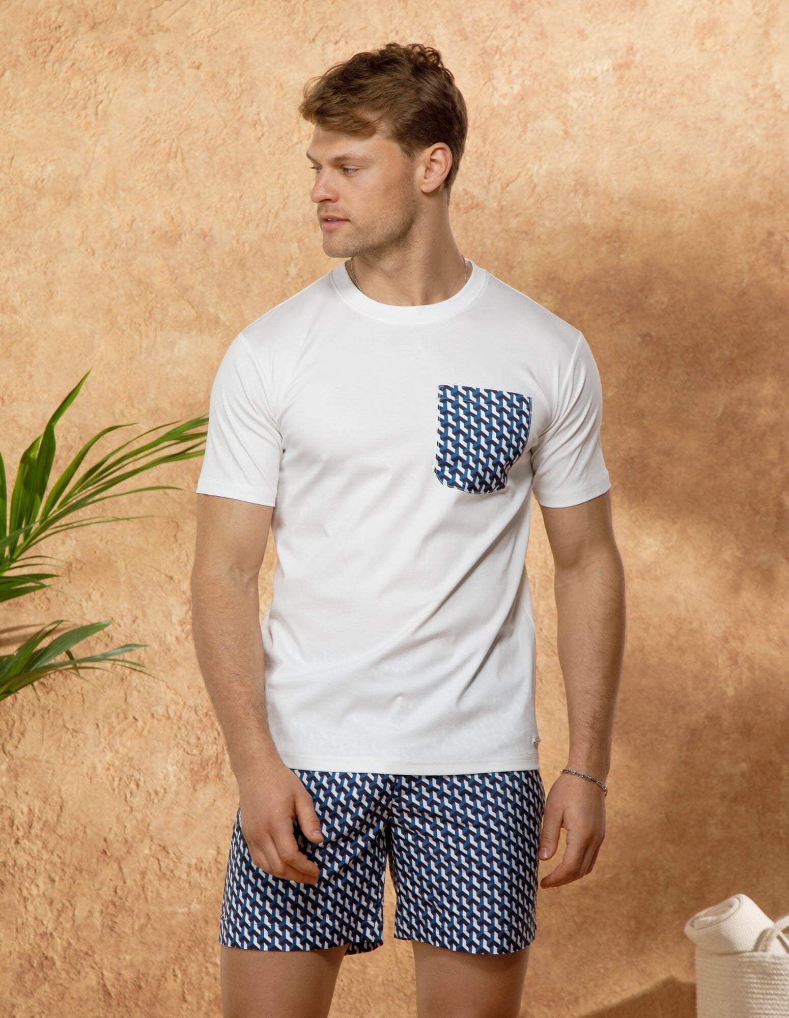 Bélier White/Light Blue Illusion Pocket T-Shirt