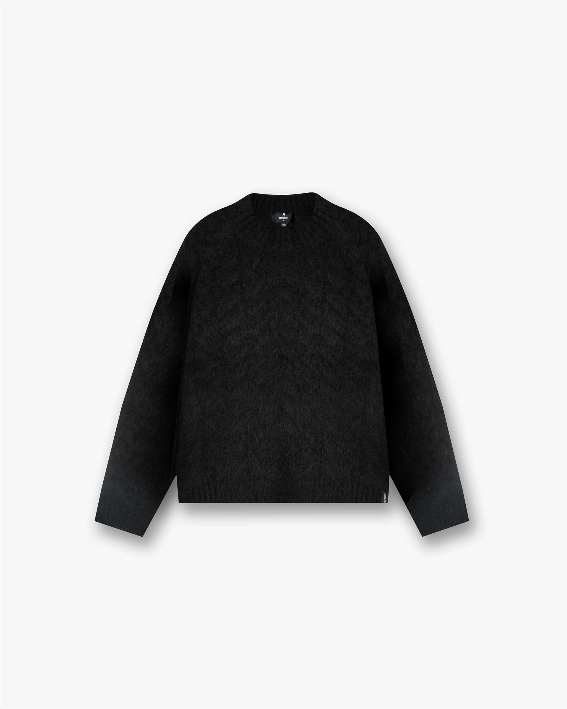 Represent Cable Knit Jumper Jet Black