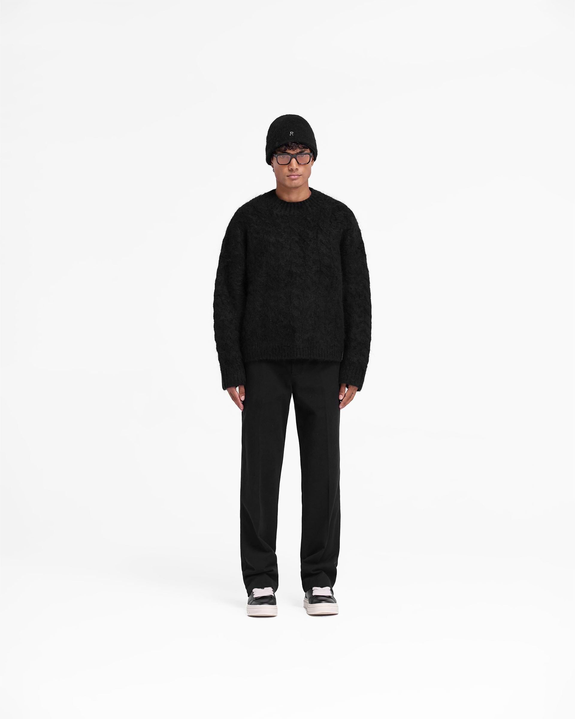 Represent Cable Knit Jumper Jet Black
