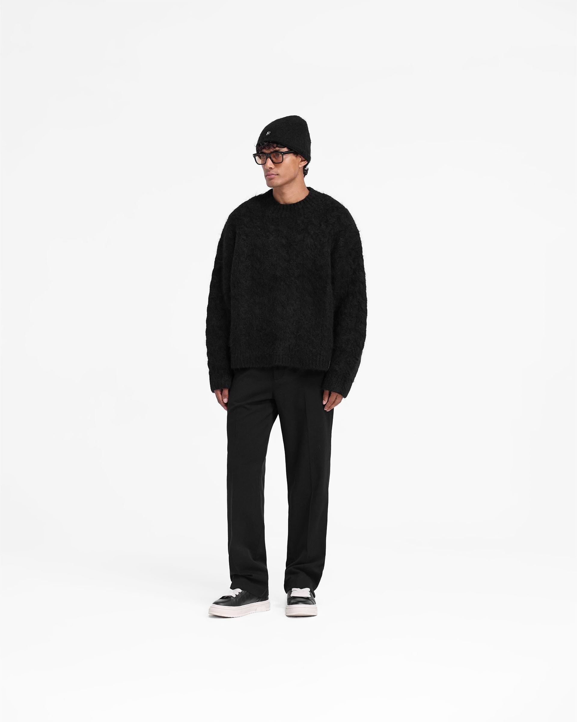 Represent Cable Knit Jumper Jet Black