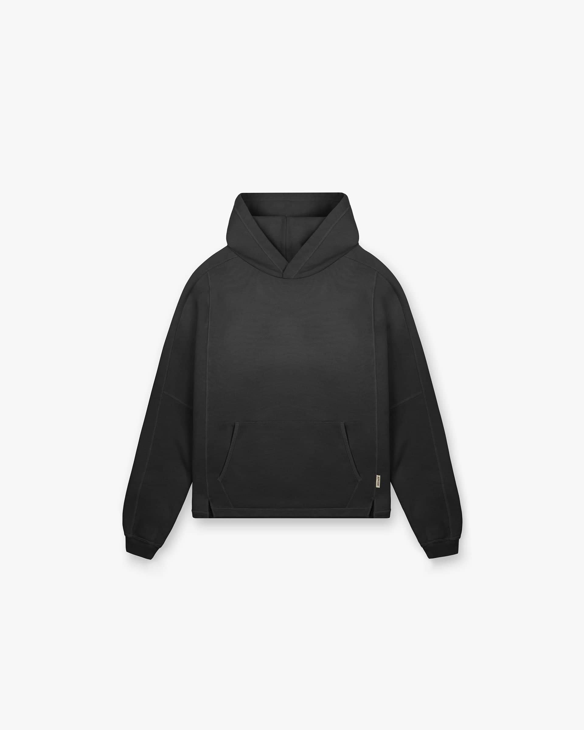 Represent Stepped Hem Hoodie Stained Black