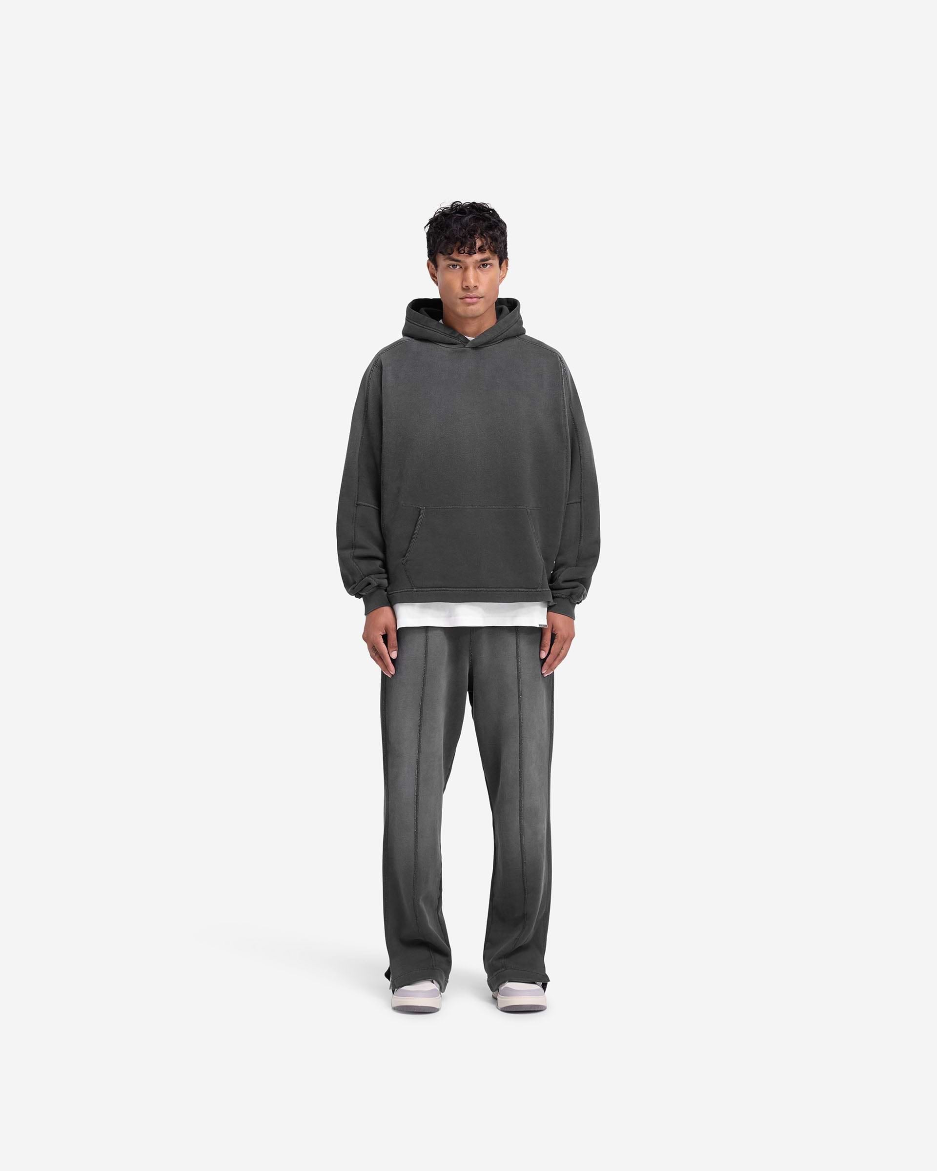 Represent Stepped Hem Hoodie Stained Black