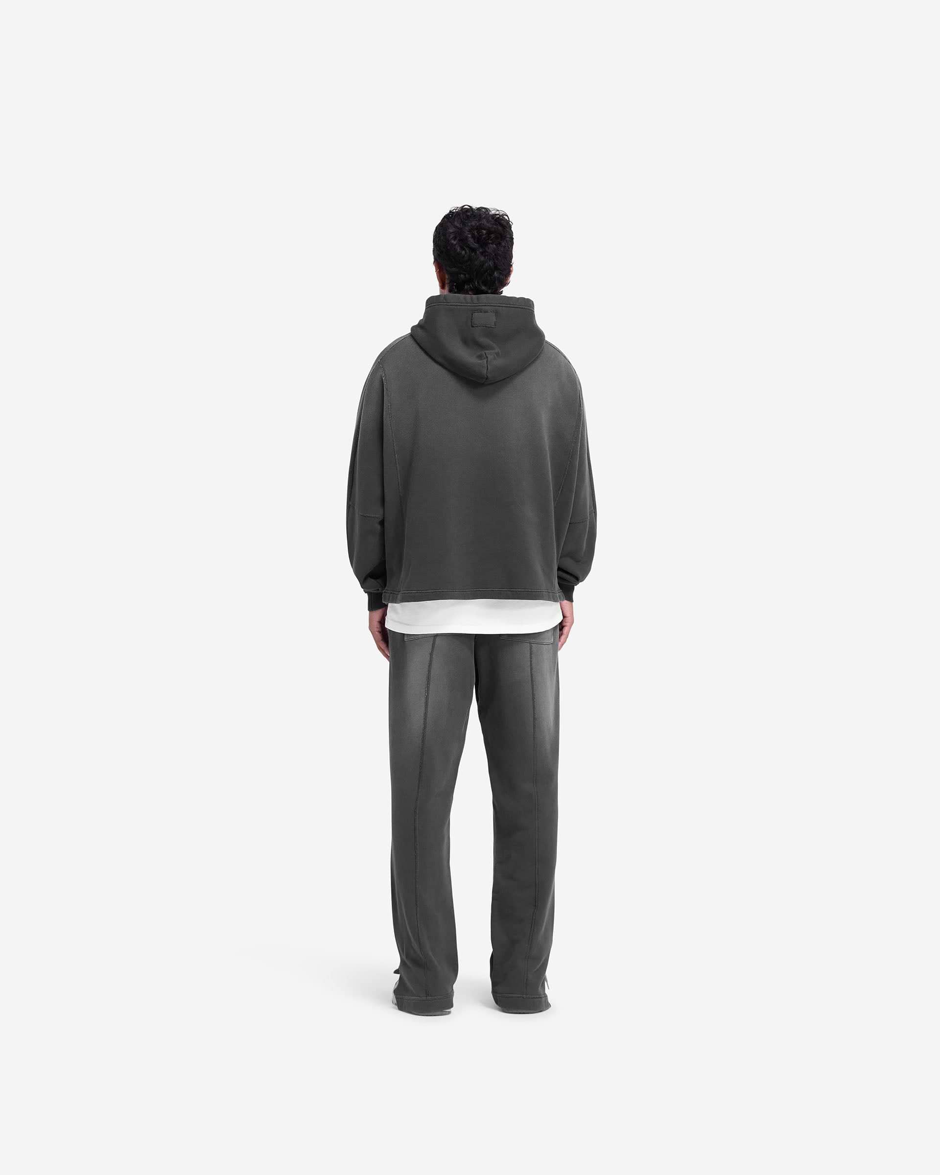 Represent Stepped Hem Hoodie Stained Black