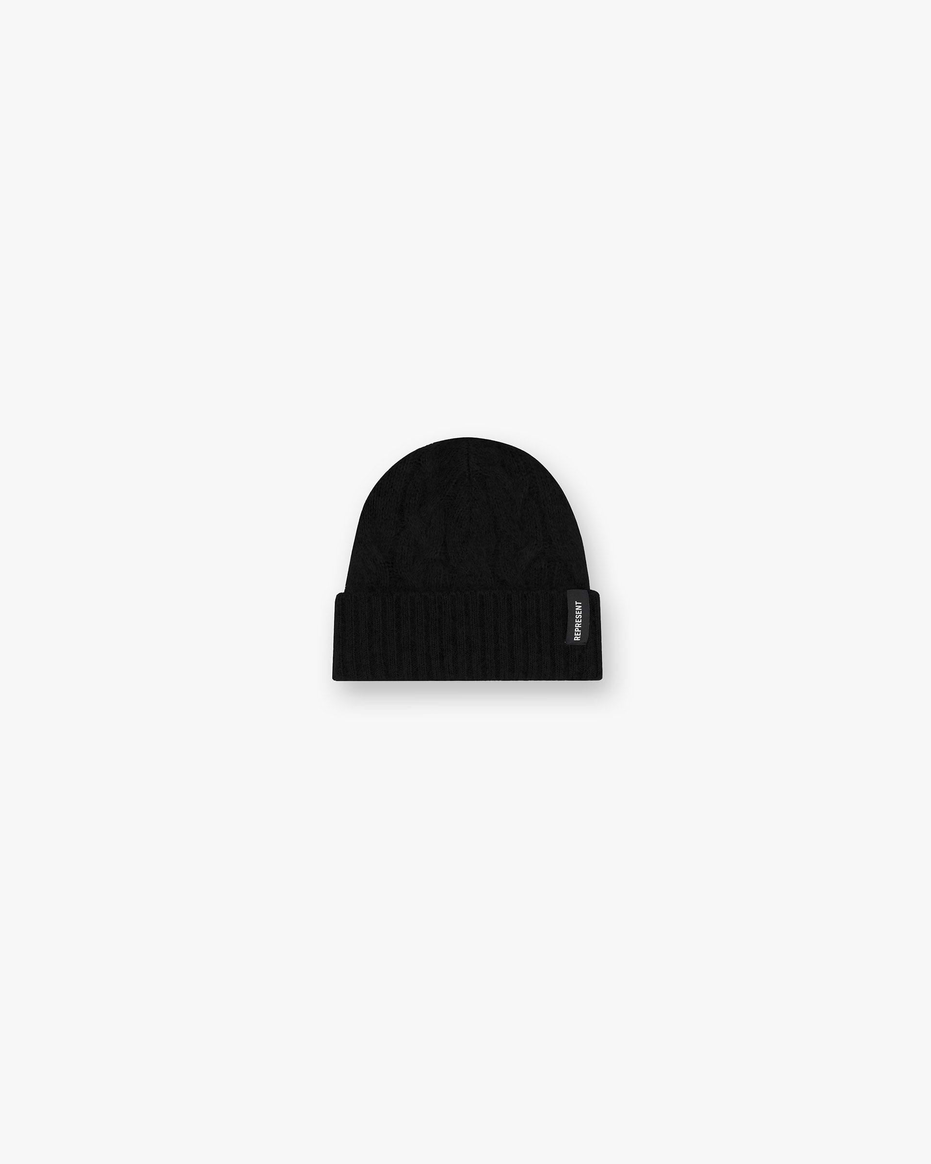 Represent Cable Knit Beanie Jet Black