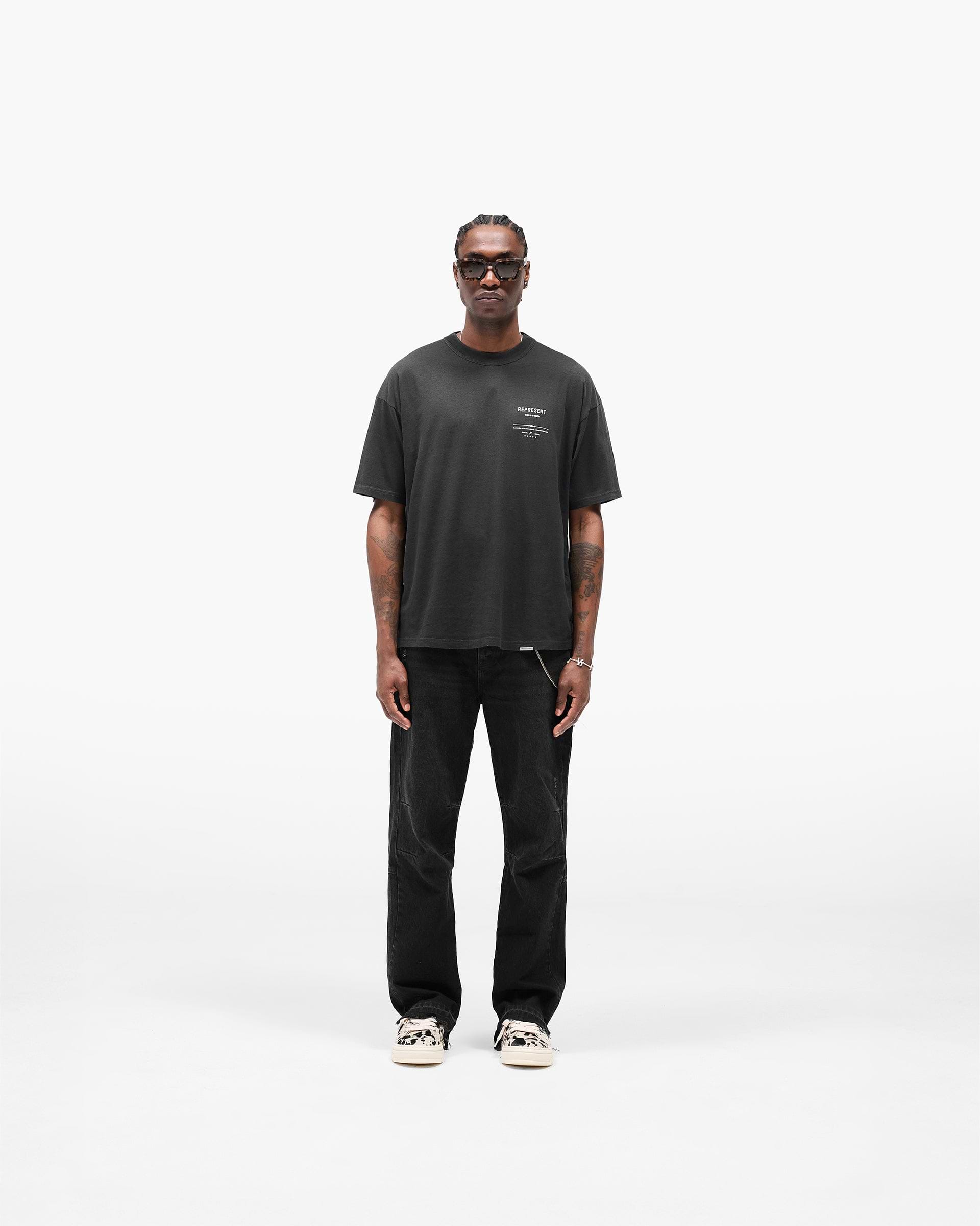 Represent Revere Manor T-Shirt Stained Black