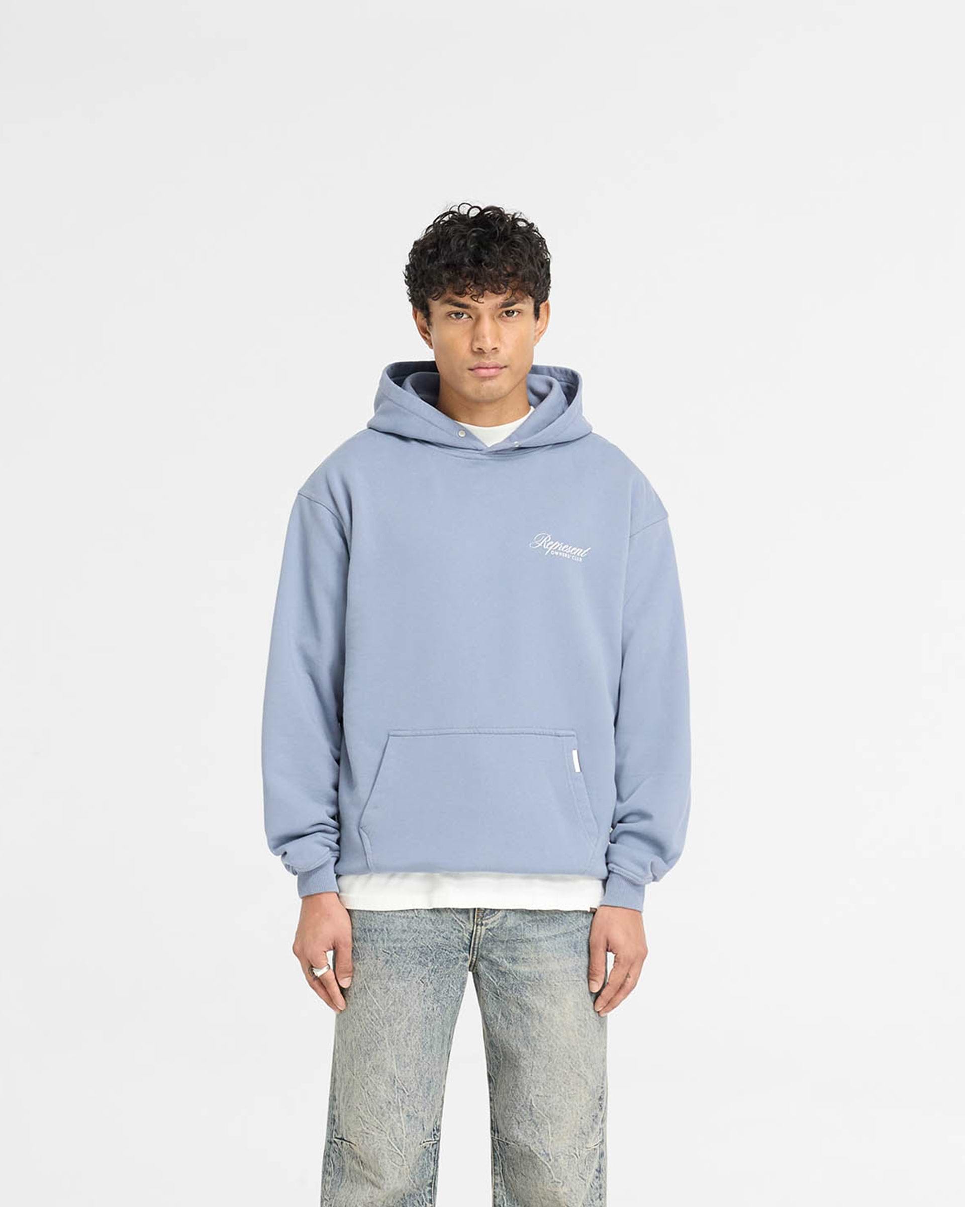 Represent Owners Club Script Hoodie Dusty Blue