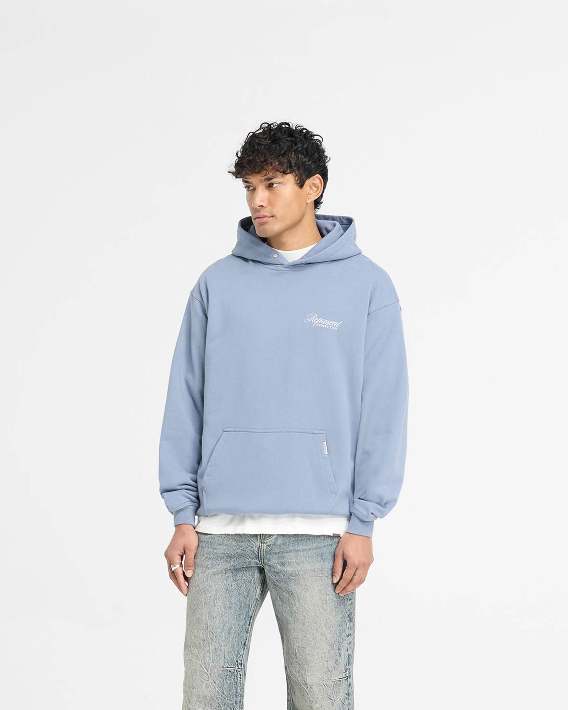 Represent Owners Club Script Hoodie Dusty Blue
