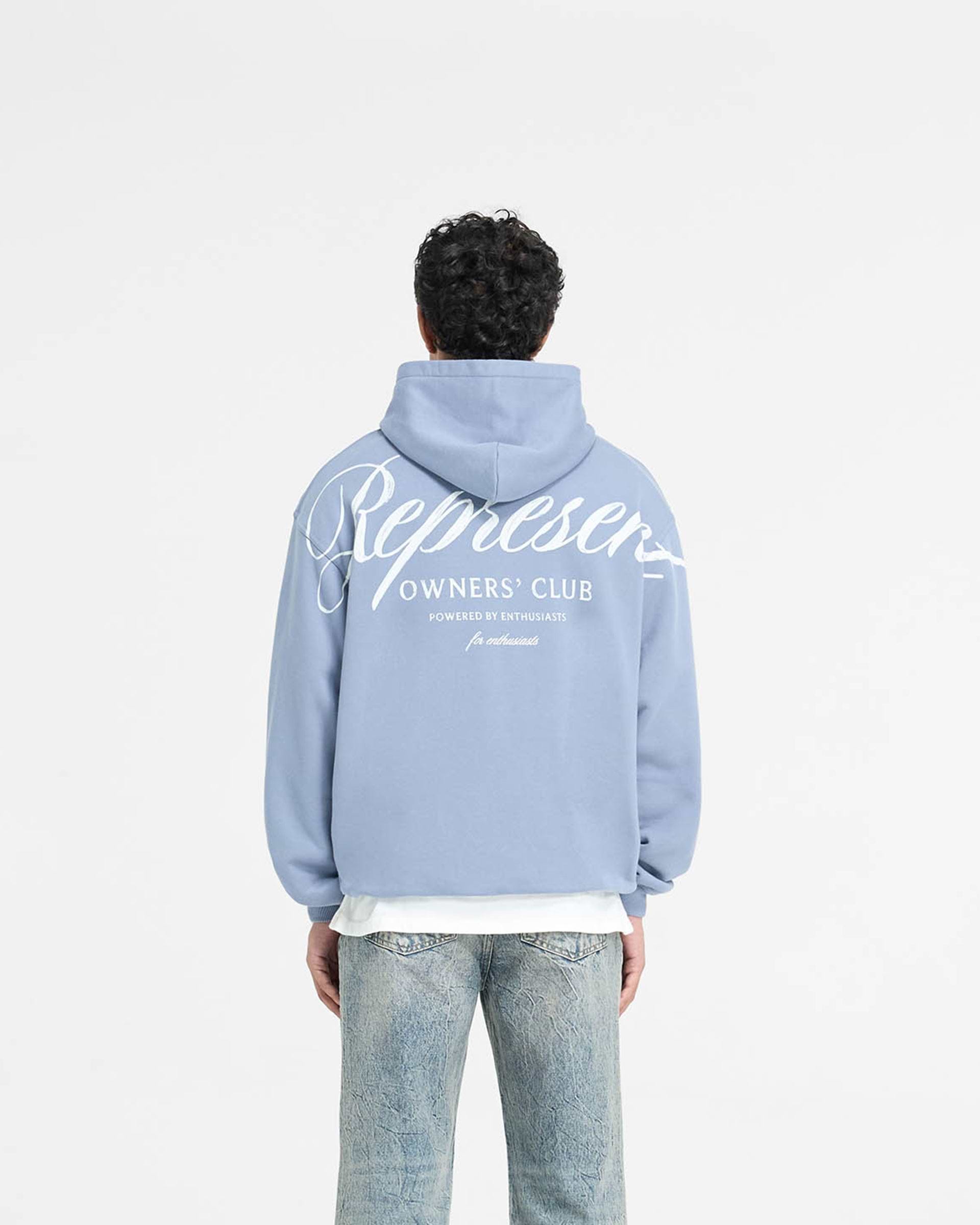 Represent Owners Club Script Hoodie Dusty Blue
