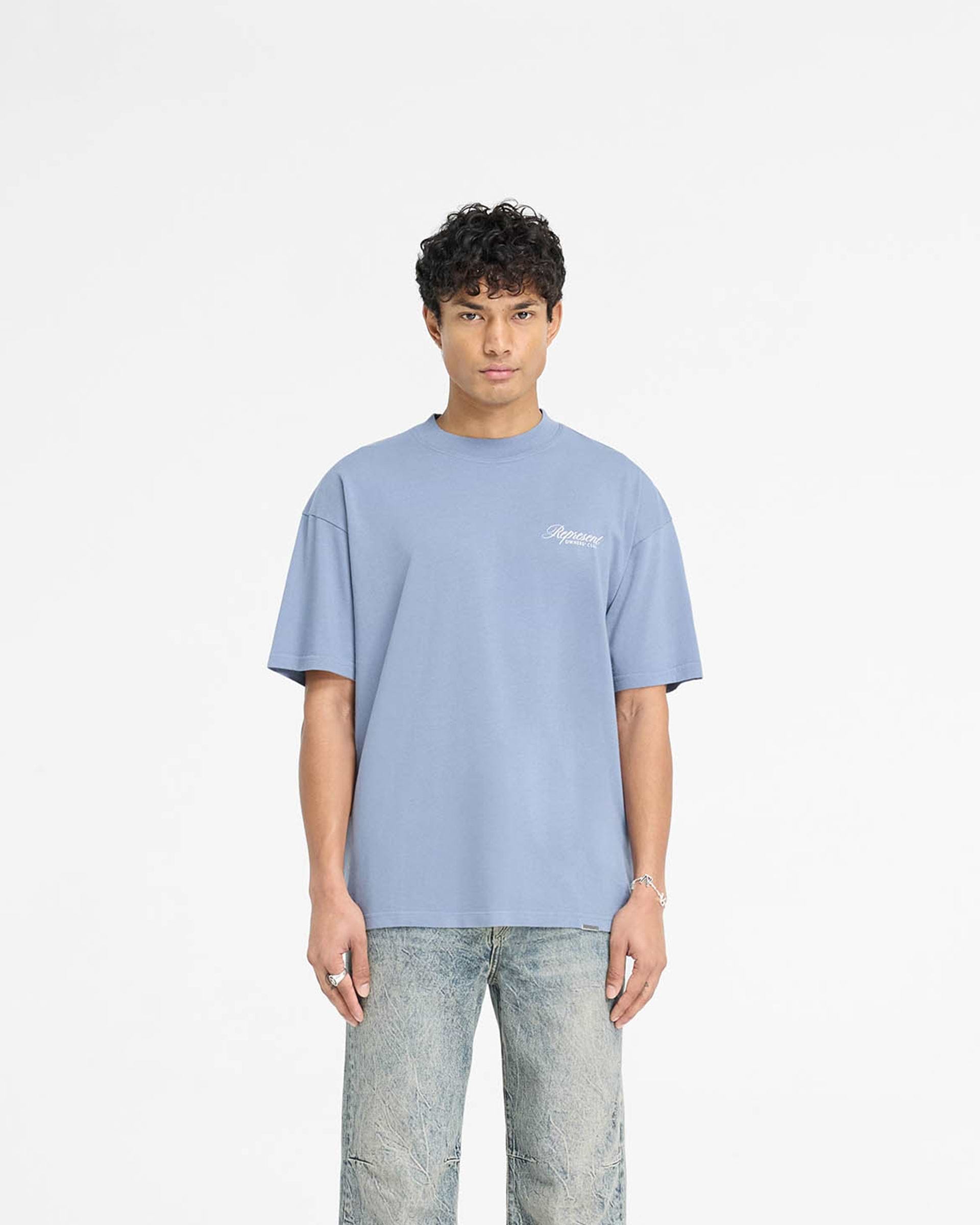 Represent Owners Club Script T-Shirt Dusty Blue
