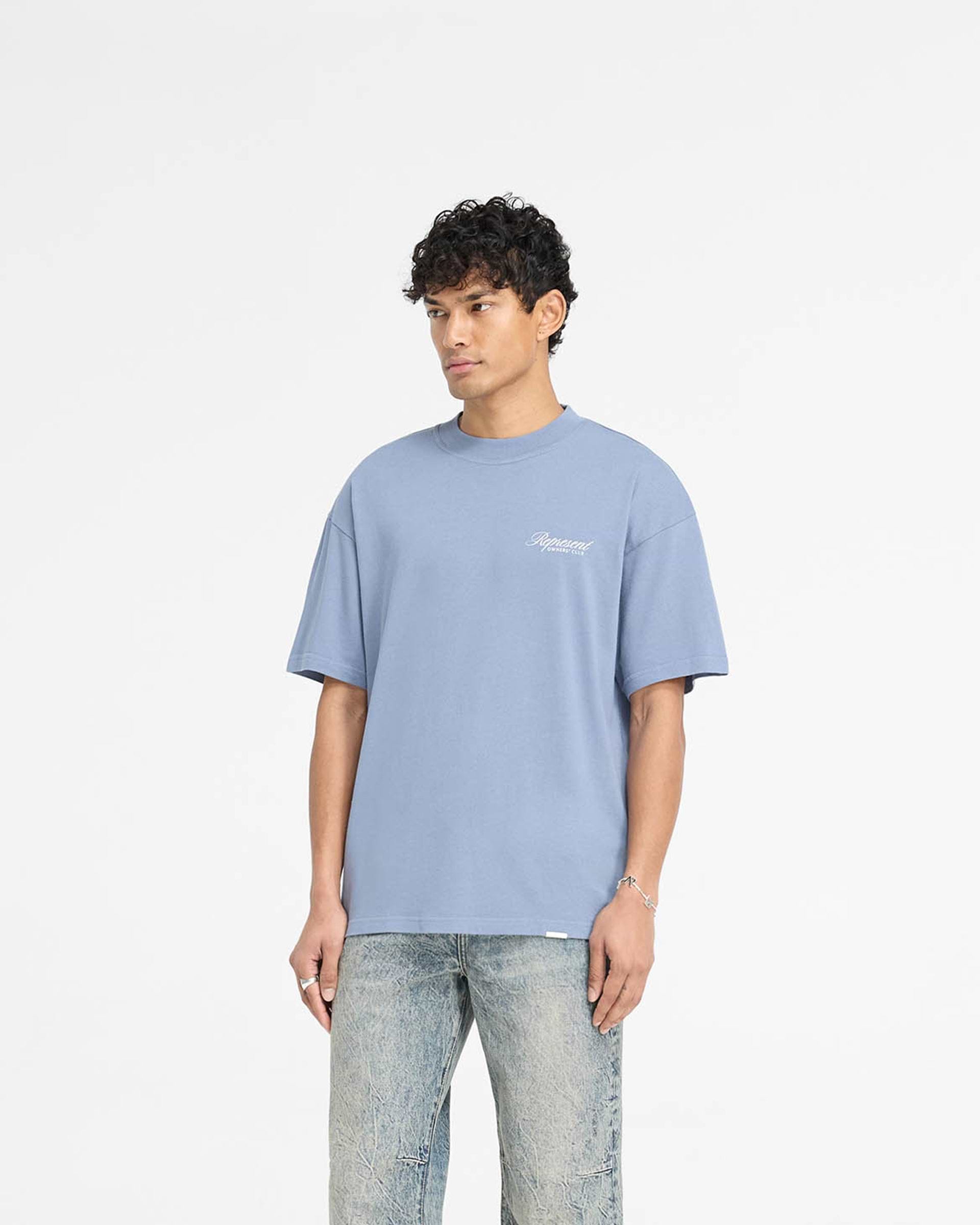 Represent Owners Club Script T-Shirt Dusty Blue