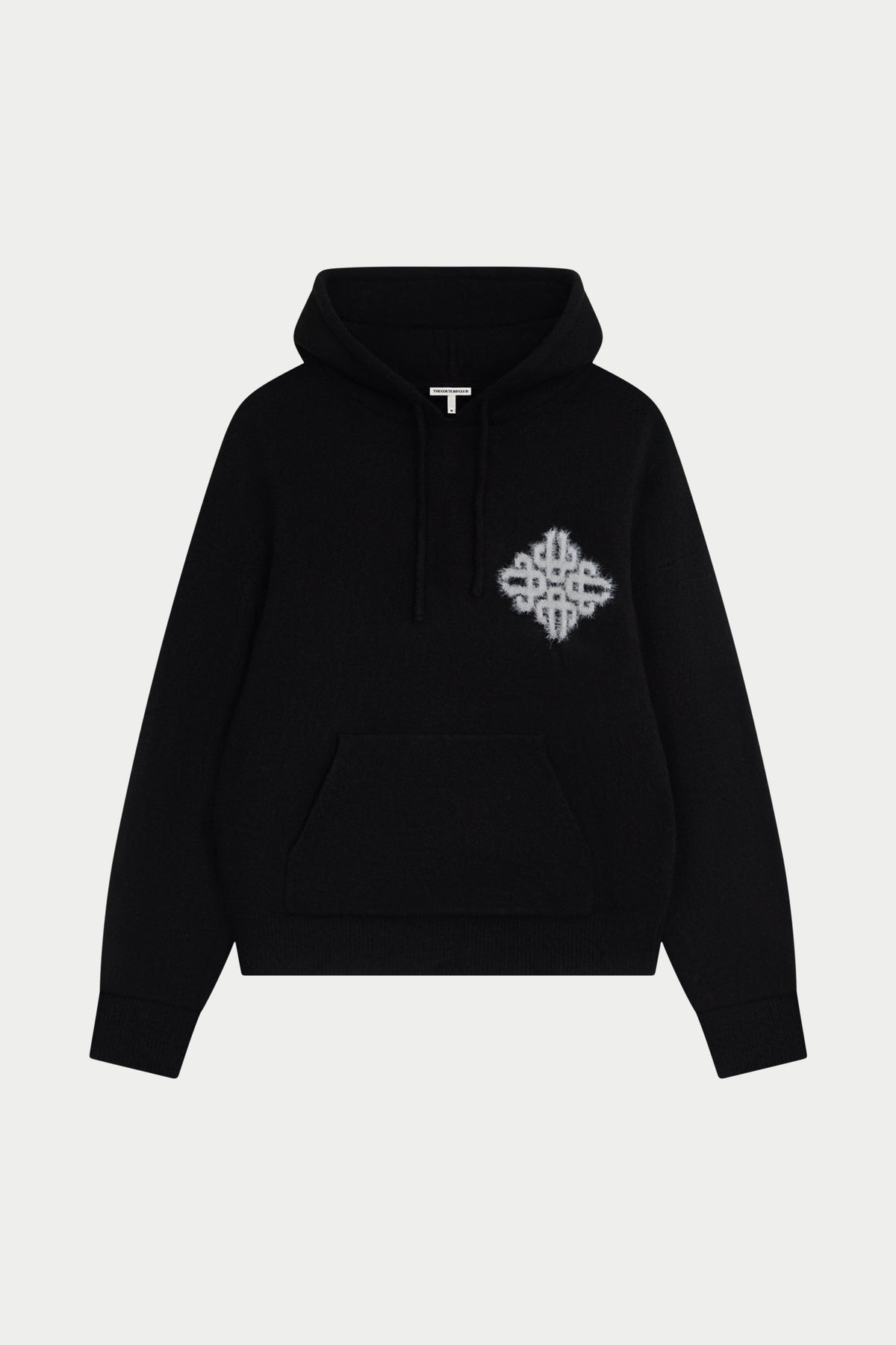 Couture Club Emblem Fluffy Knit Hoodie - Black