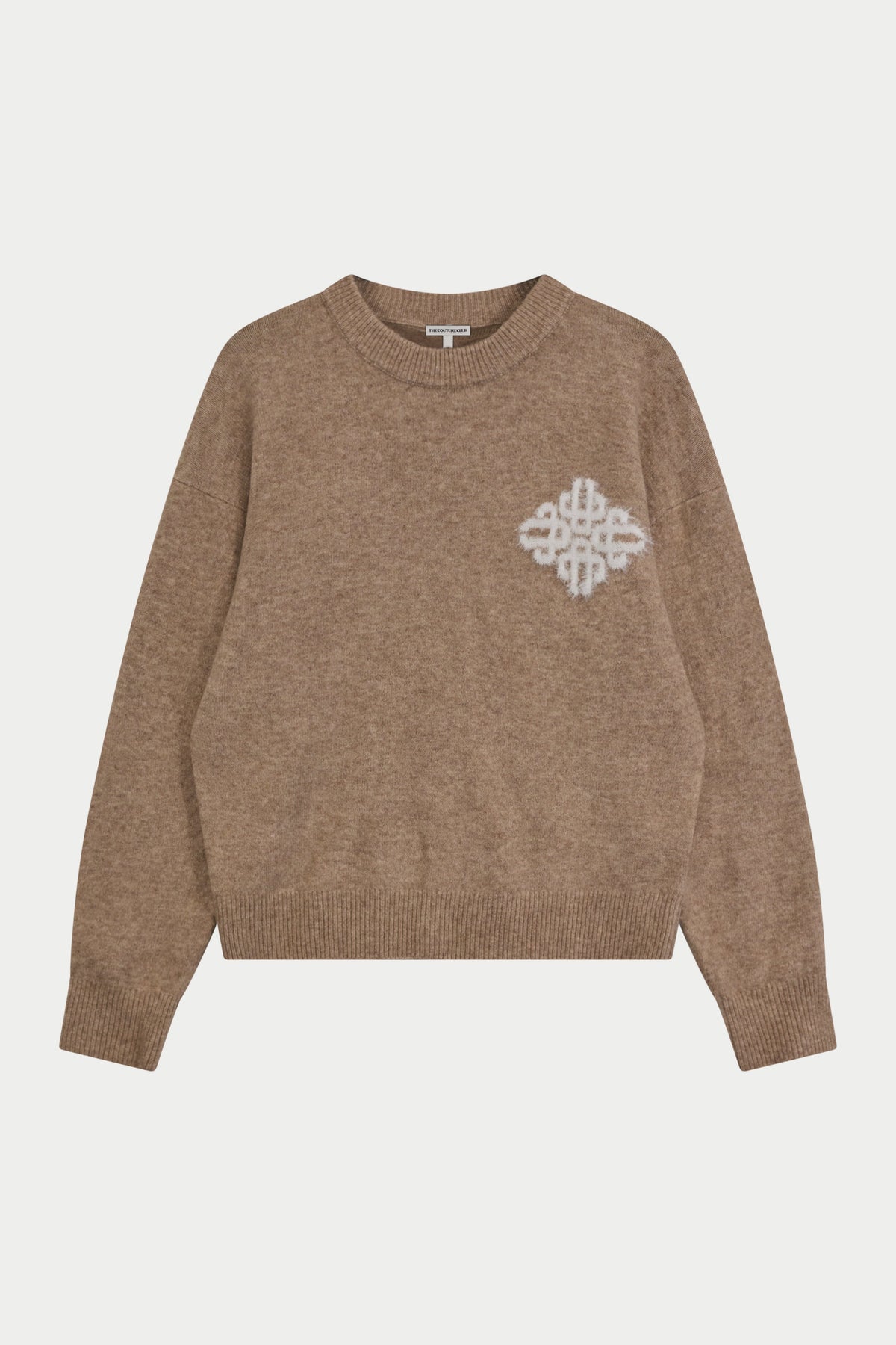 Couture Club Emblem Fluffy Knit Crew - Beige