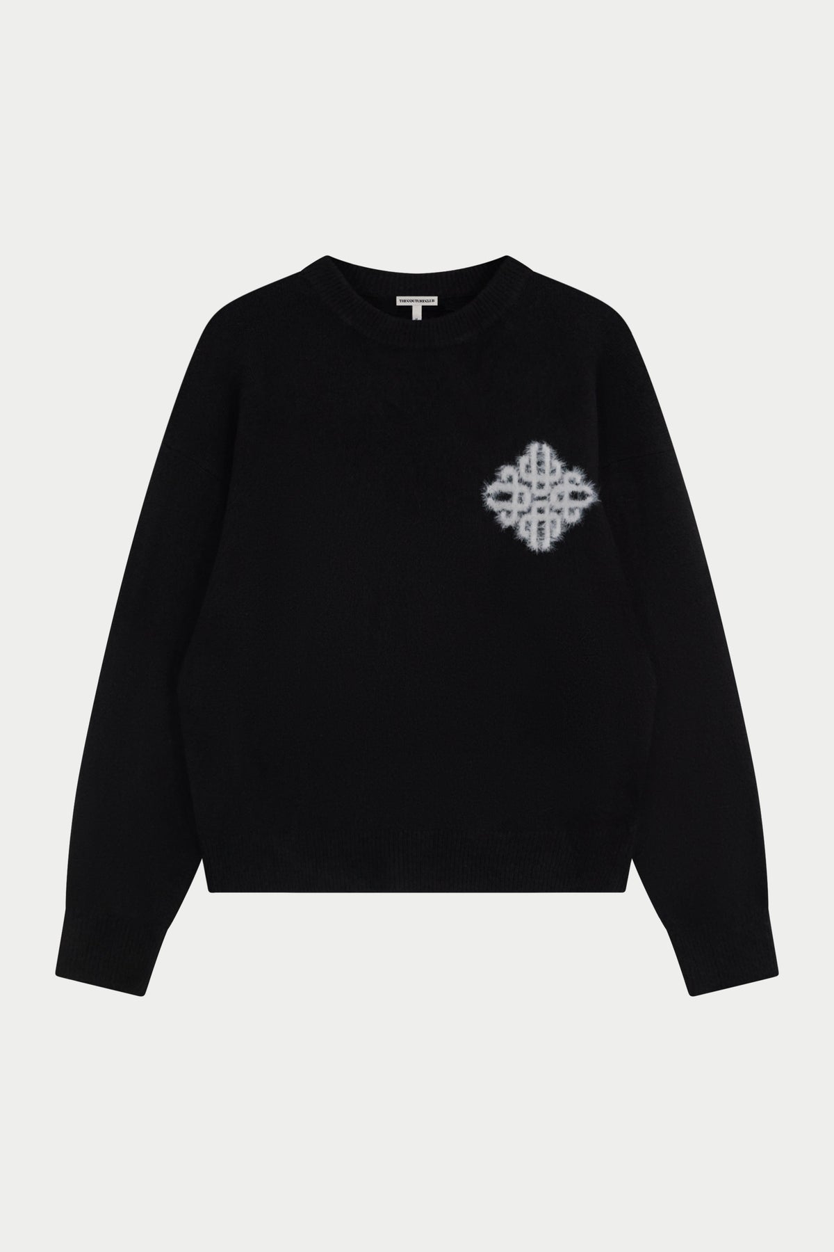 Couture Club Emblem Fluffy Knit Crew - Black