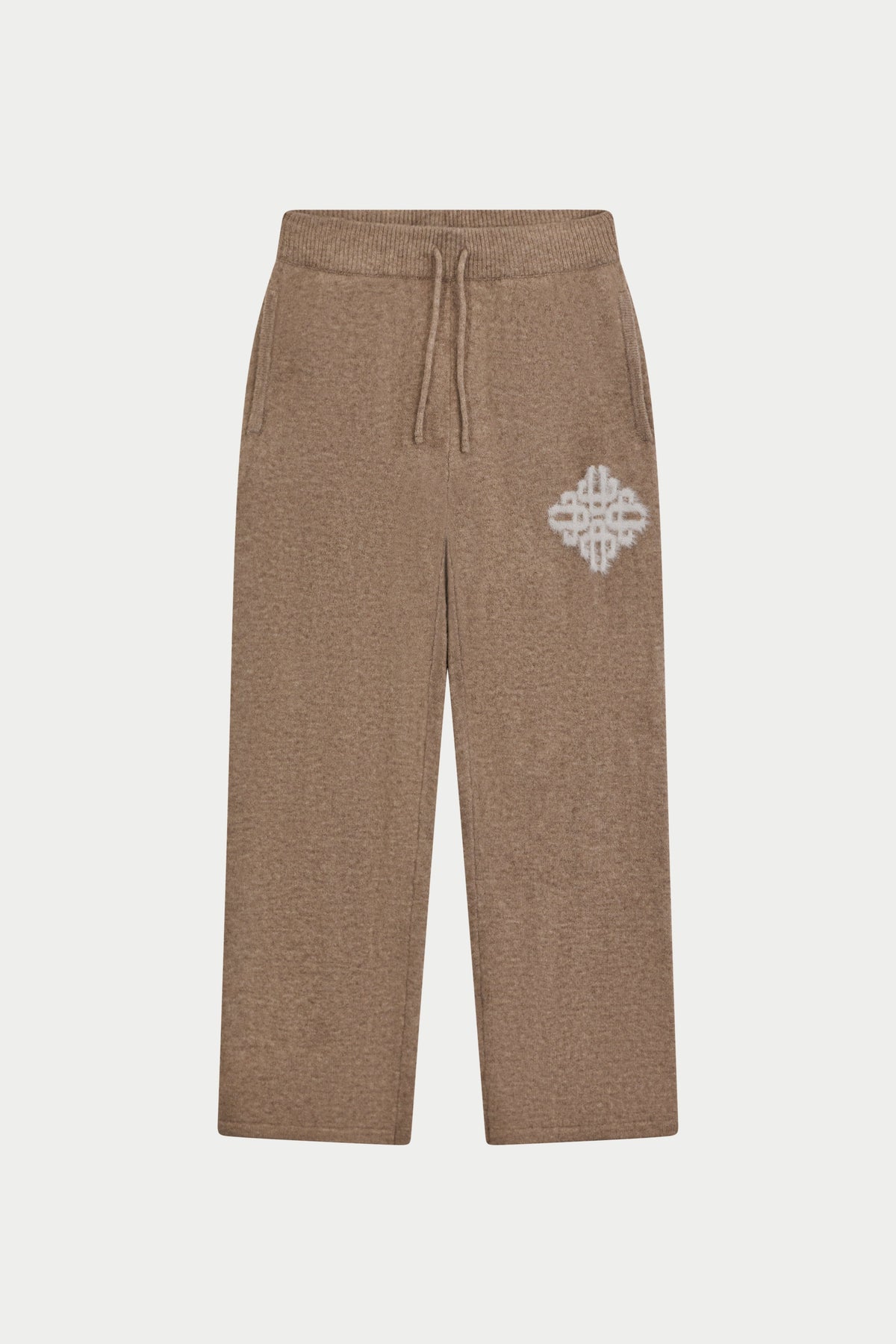 Couture Club Emblem Fluffy Knit Joggers - Beige