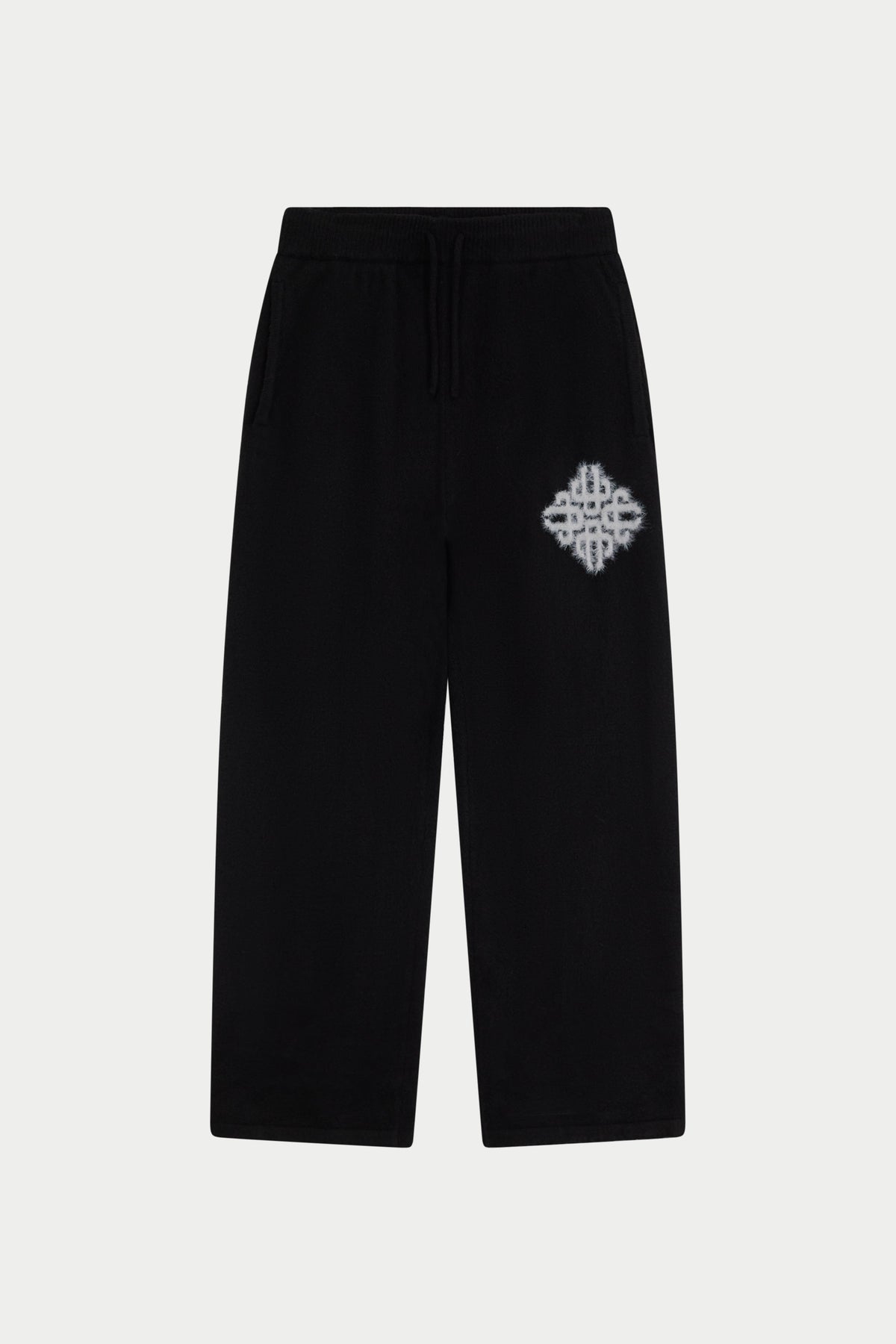 Couture Club Emblem Fluffy Knit Joggers - Black