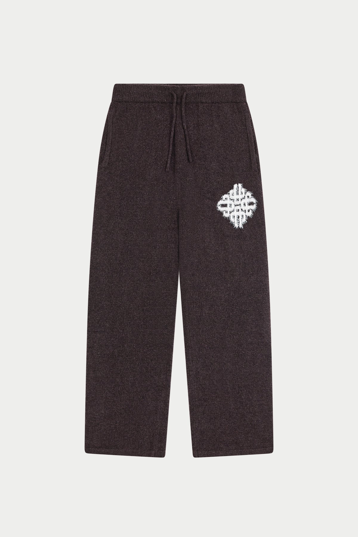 Couture Club Emblem Fluffy Knit Joggers - Brown