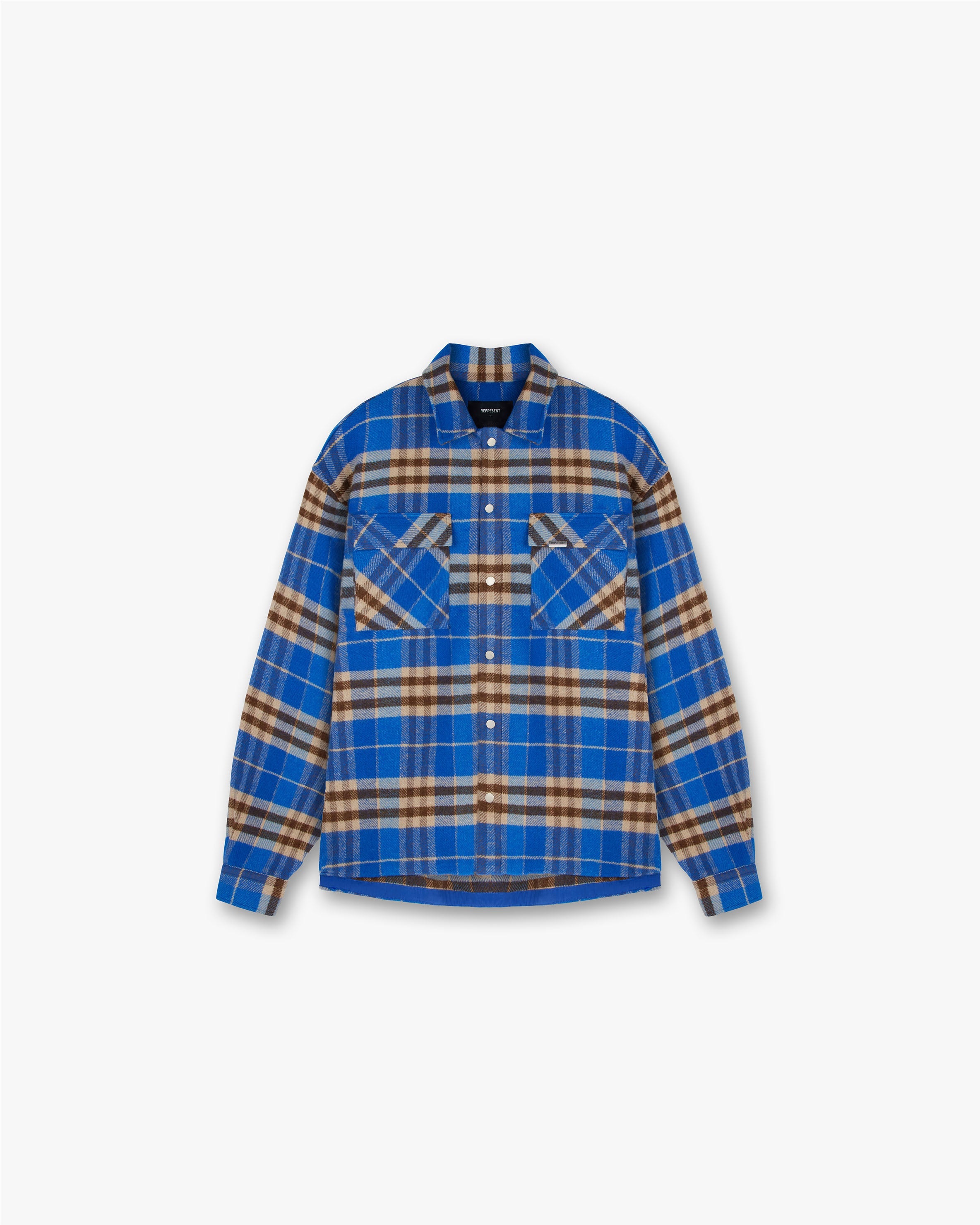 Represent Initial Print Flannel Shirt - Cobalt