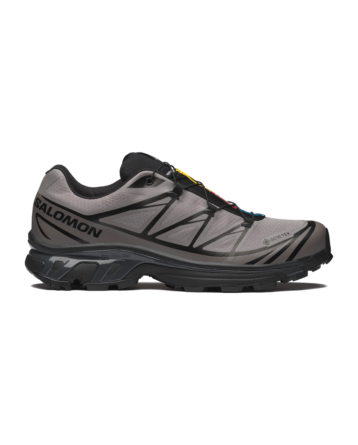Salomon XT-6 GTX Black / Cloudburst / Dark Gull Gray side view