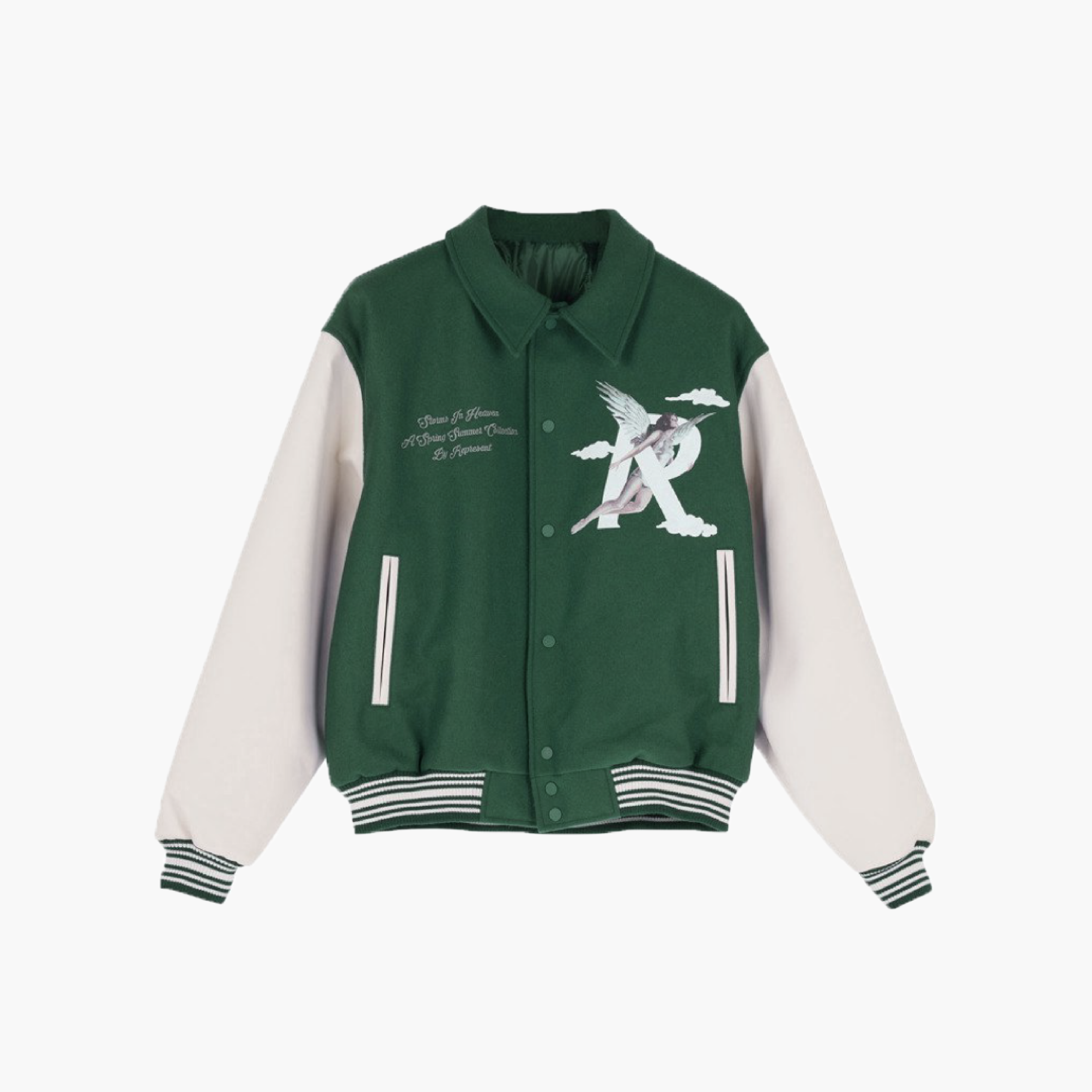 Represent Storms In Heaven Varsity Jacket - Racing Green