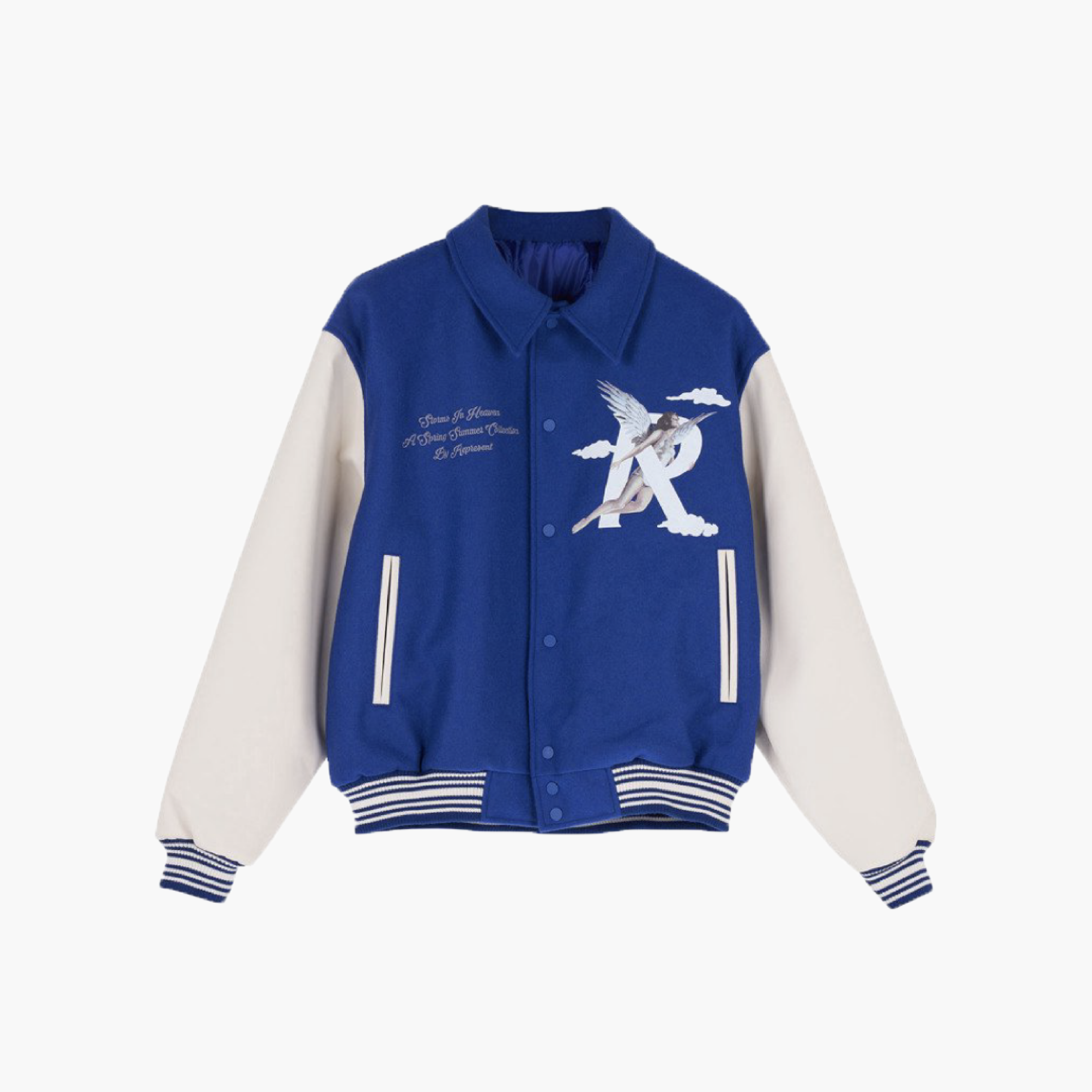 Represent Storms In Heaven Varsity Jacket - Cobalt Blue