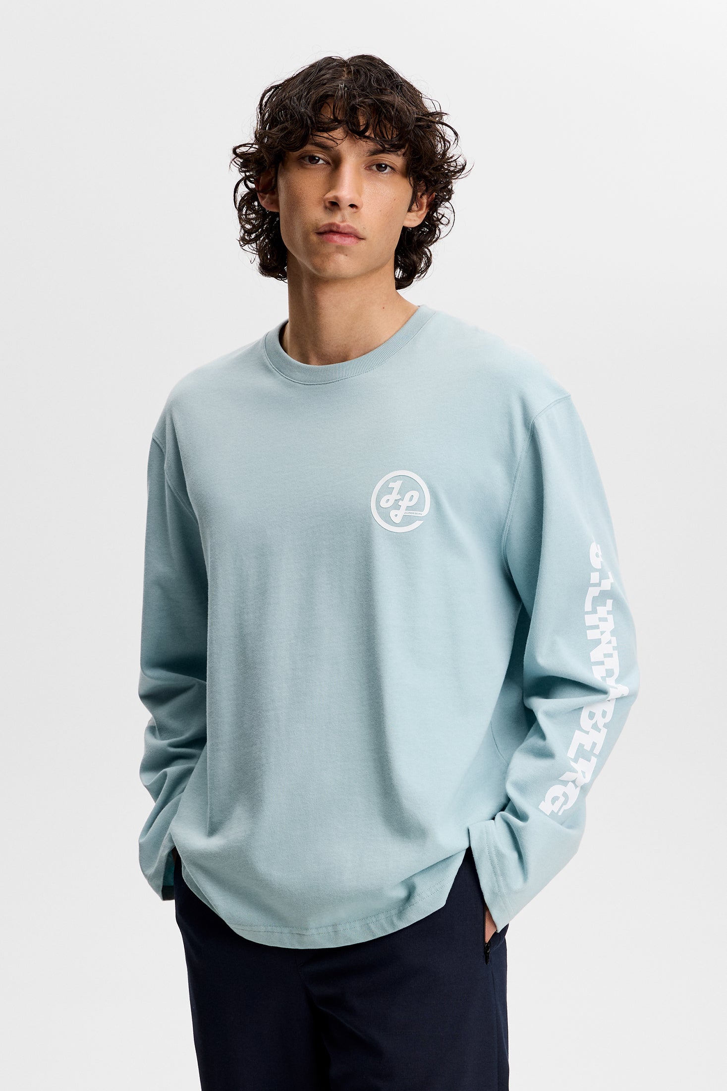 J Lindeberg Walsh LS Print T-Shirt Light Blue